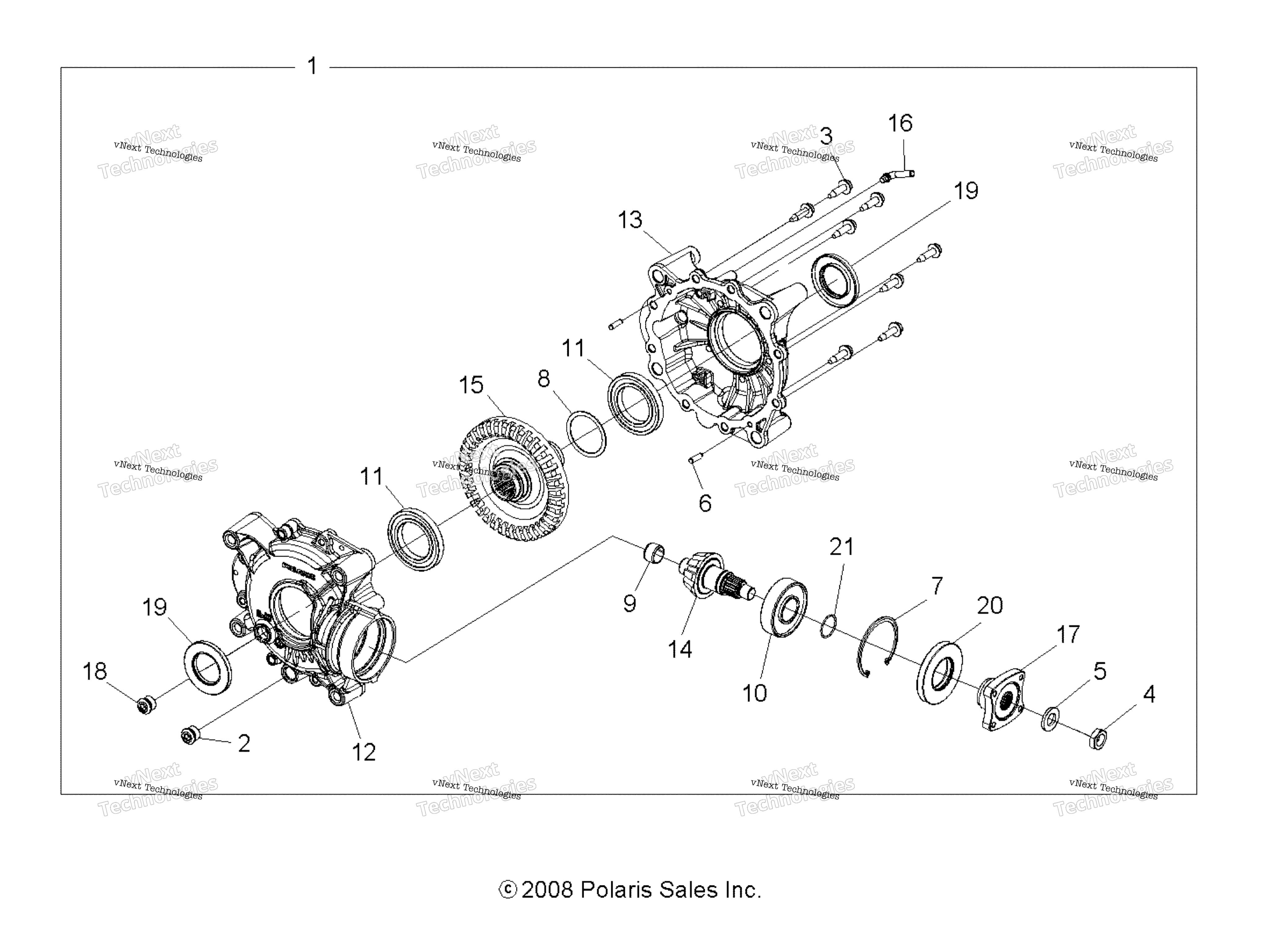 Привод Train, Rear Gearcase Internals A09zx55al/Aq/As/Ax (49Atvtransintl09spxp550)