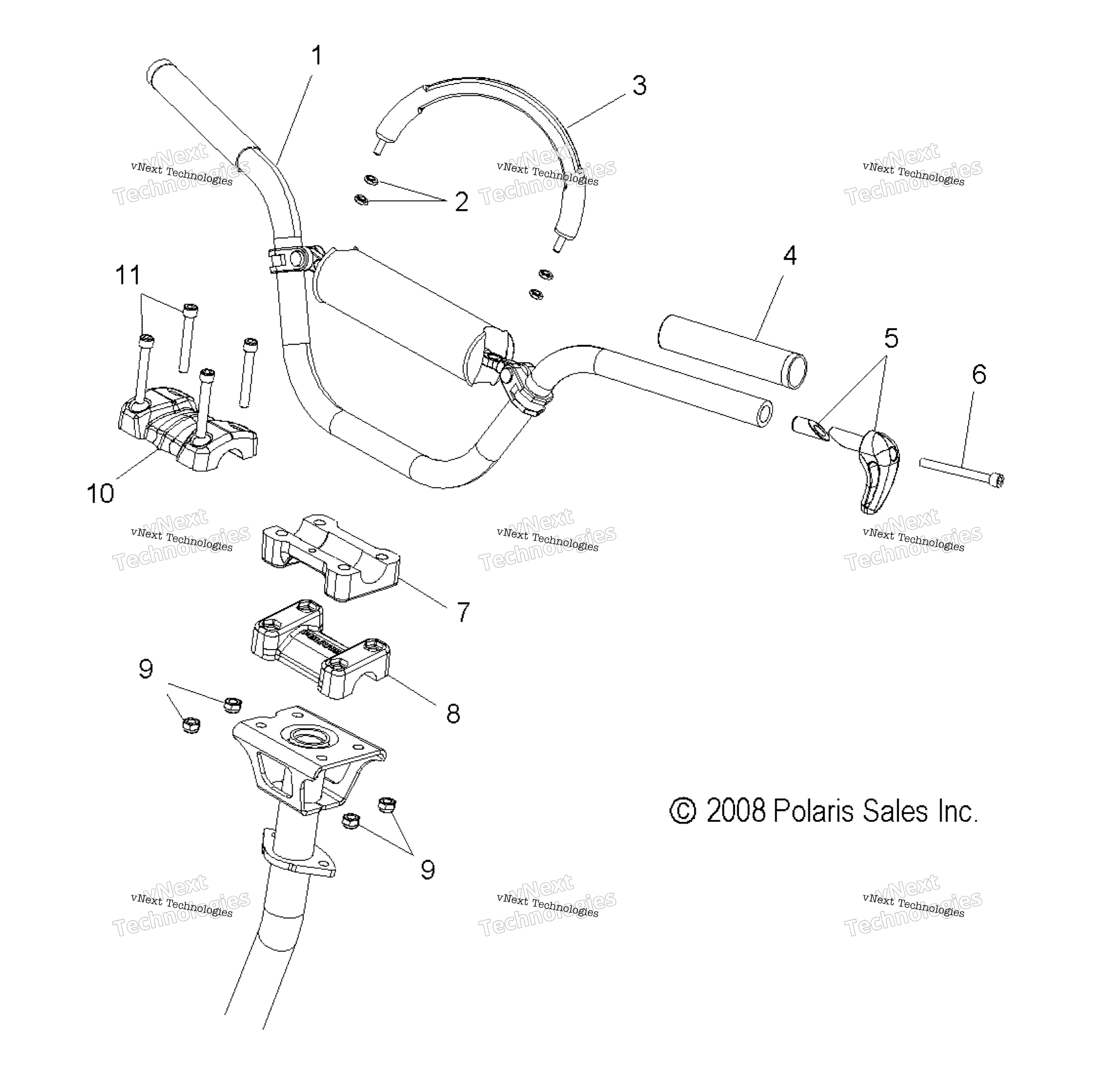 Steering, руль крепление S09pg8 / Ph8 All Options (49Snowhandlebar09800rmk)