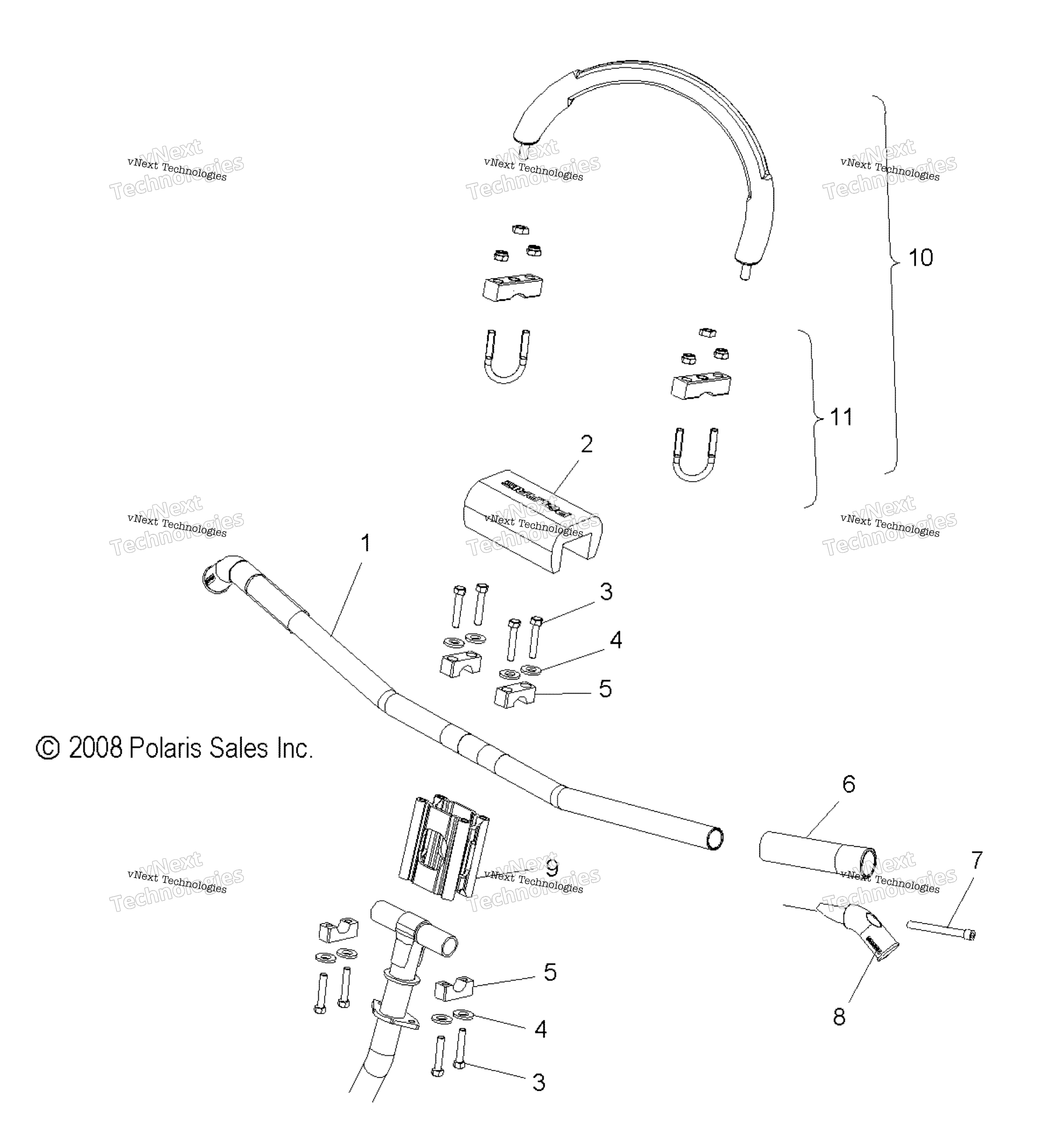 Steering, руль крепление S09ps6hsl / Hel (49Snowhandlebar09600sb)