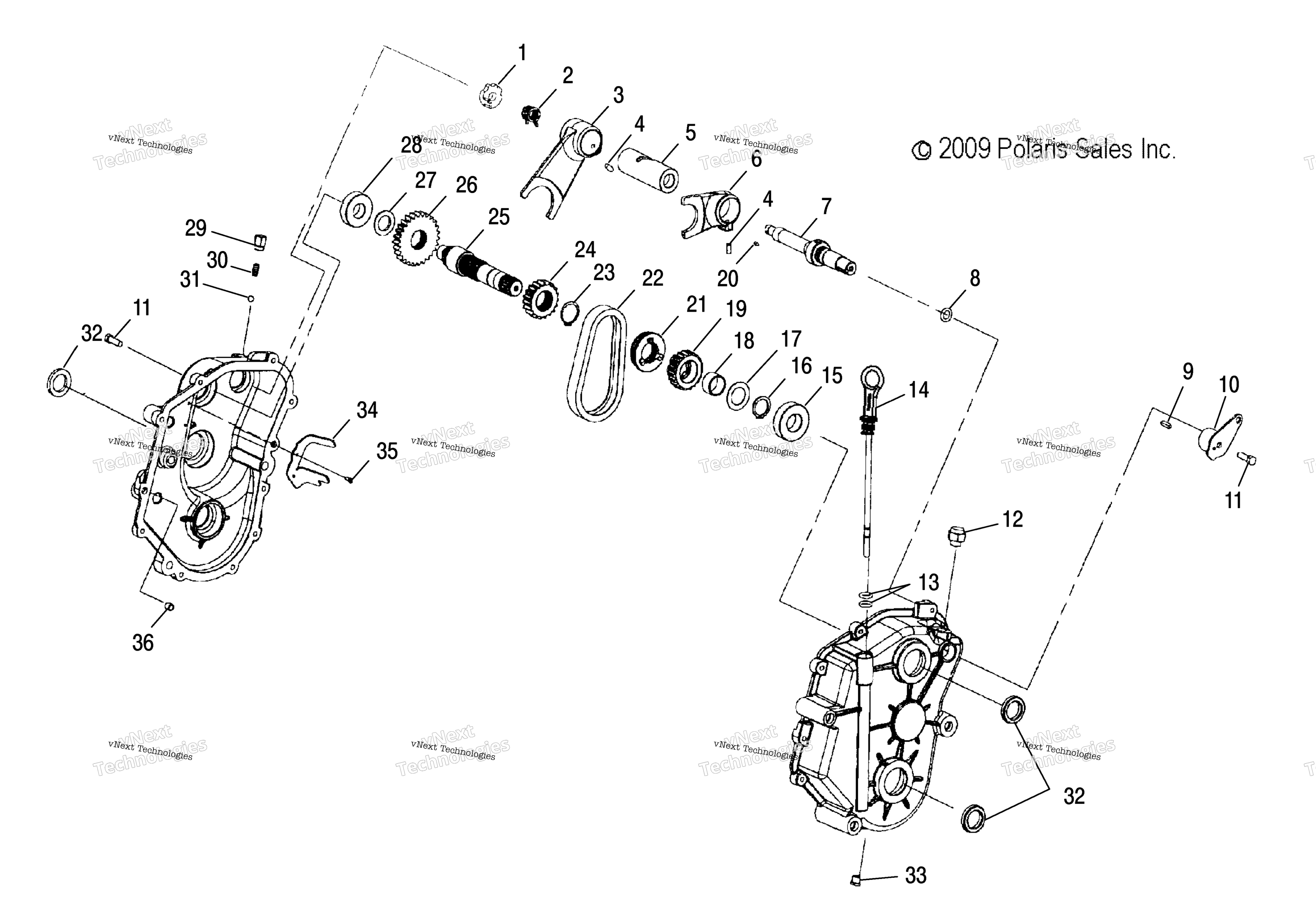 Привод Train, Gearcase (49Snowdrivetrain10widelx)