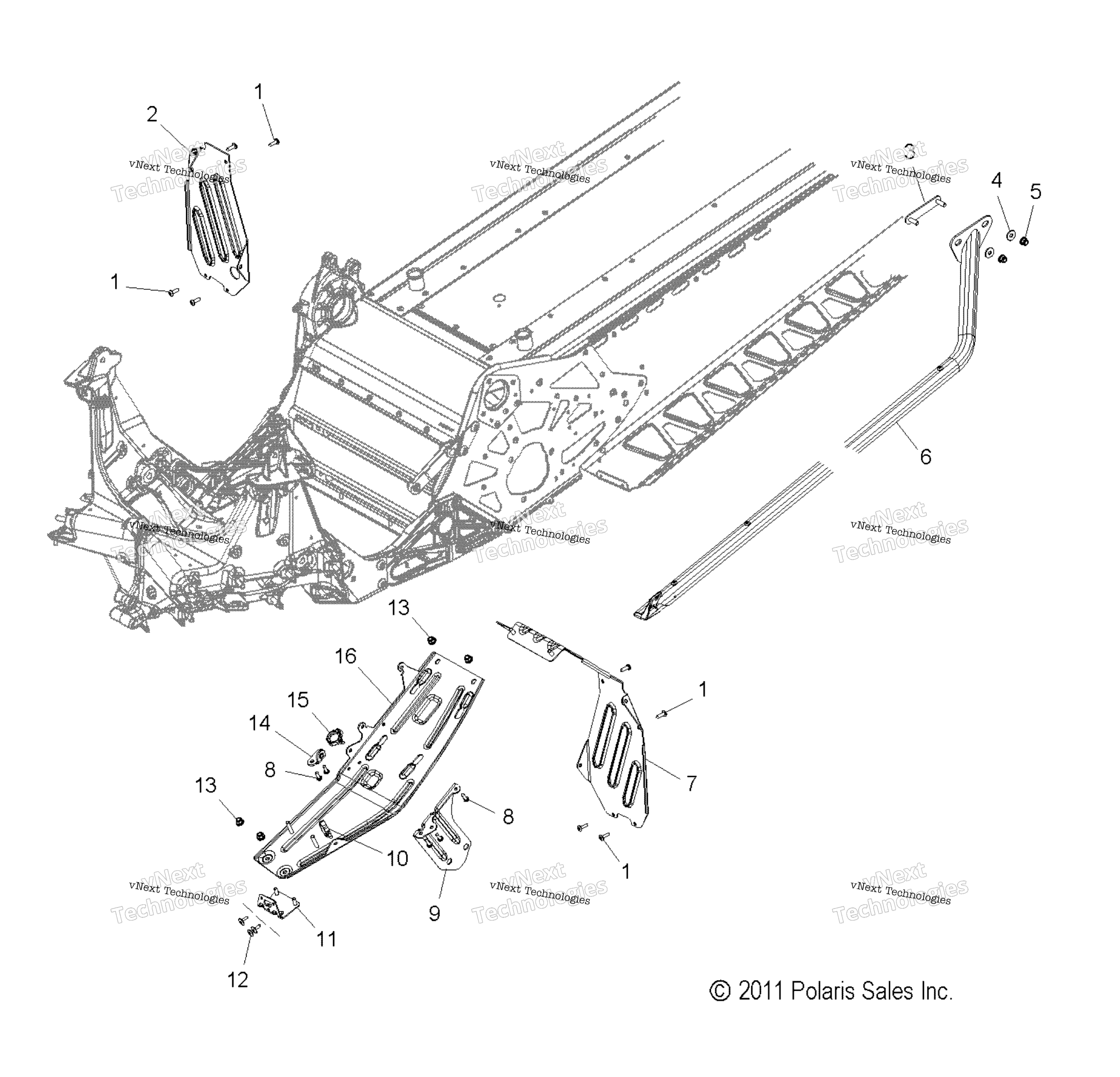 Chassis, сцепление защита & Footrests S12cm6 All Options (49Snowclutchguard12600rmk155)