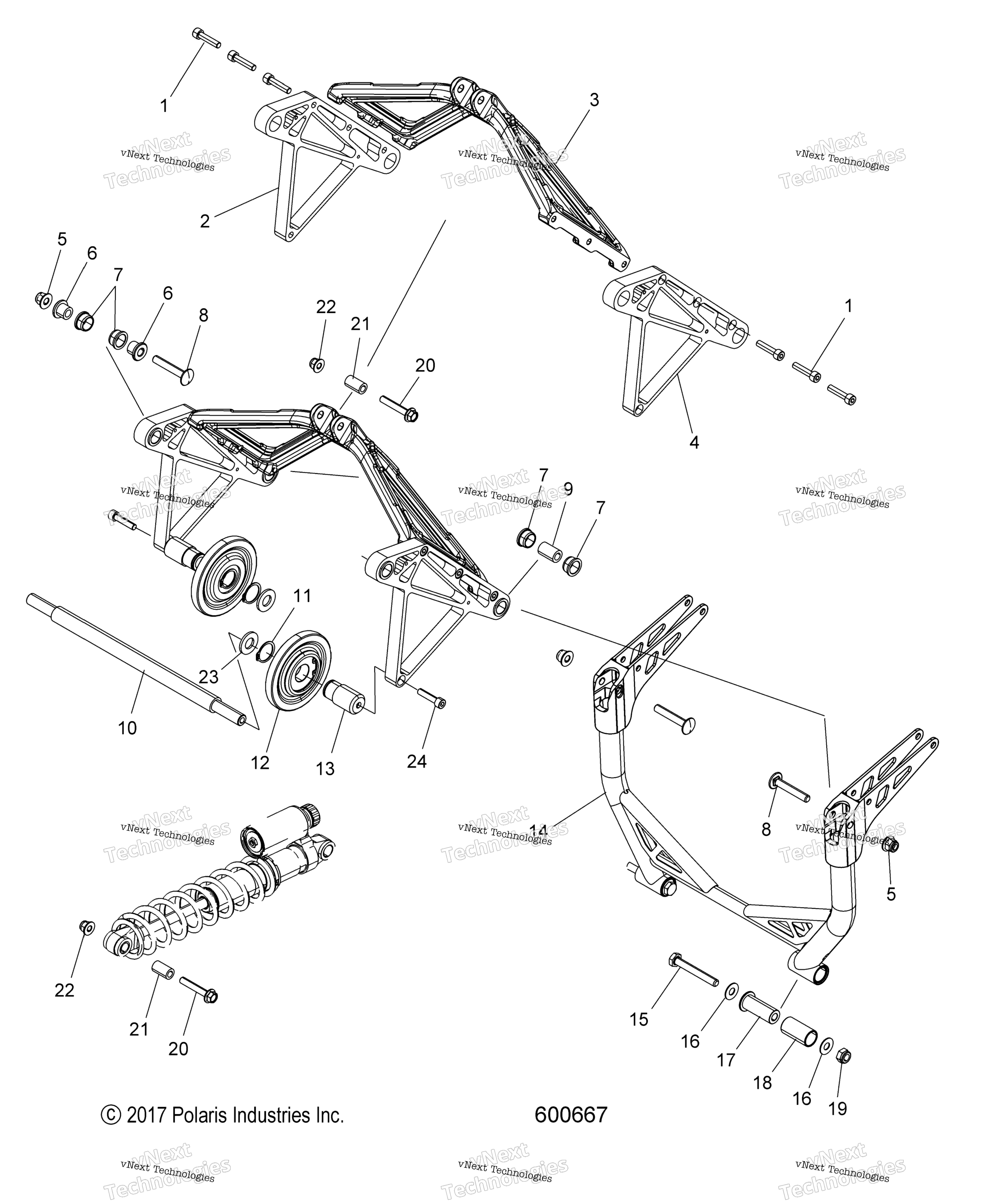 Suspension, Crank Asm., задний All Options