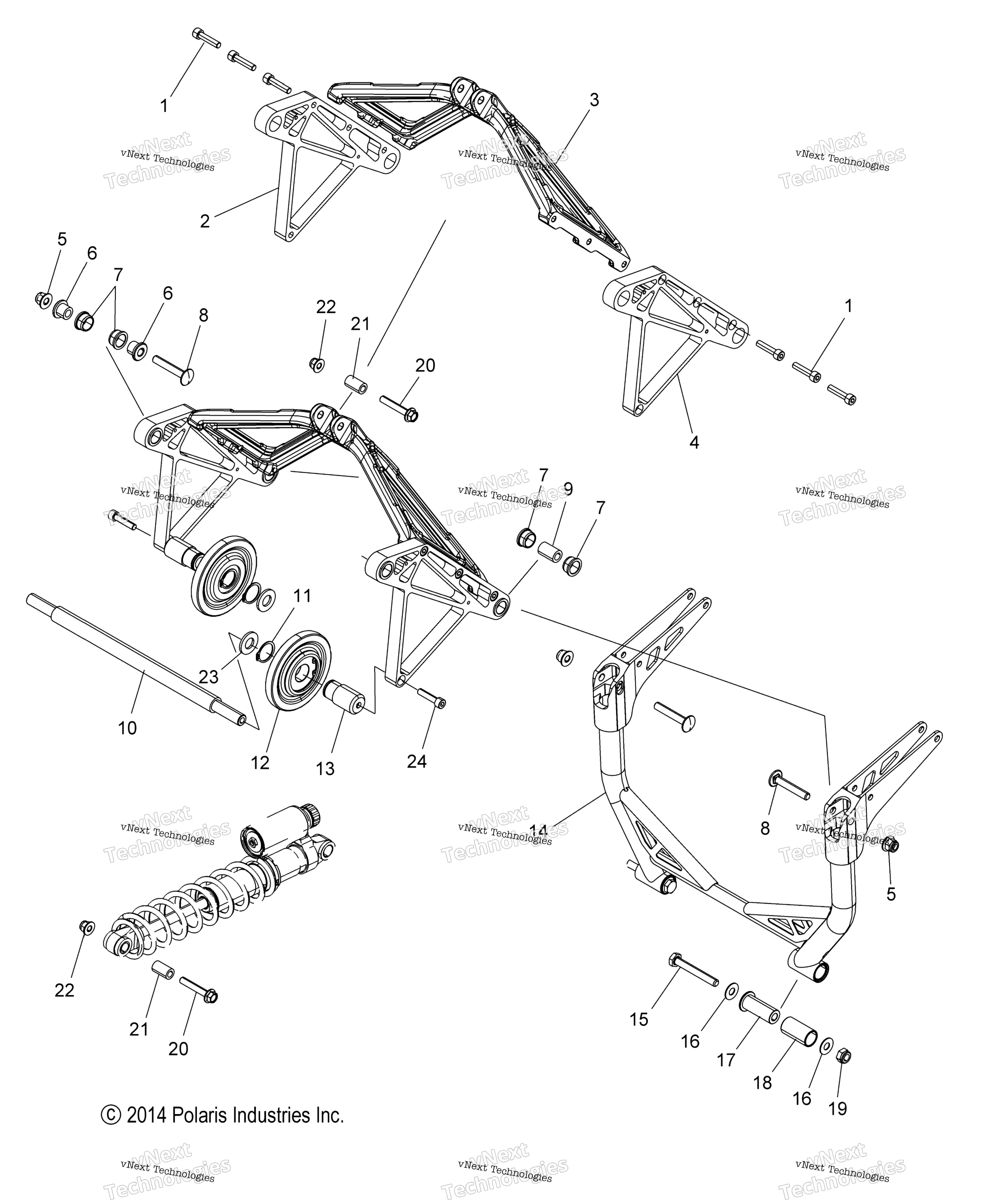 Suspension, Crank Asm., задний All Options