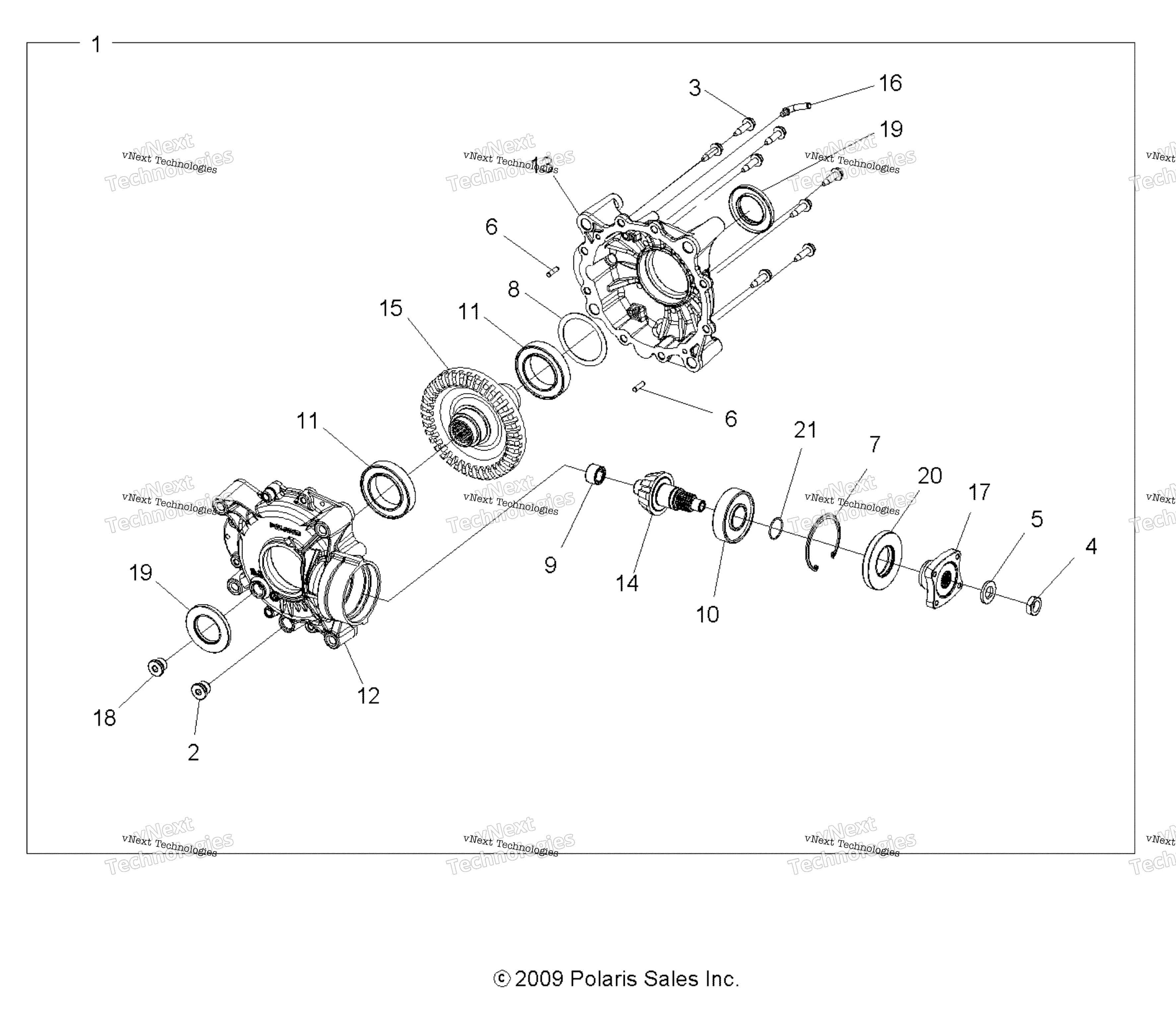 Привод Train, Rear Gearcase Internals A19sxa85b1/B4/Sxe85bc/B9/Zbj