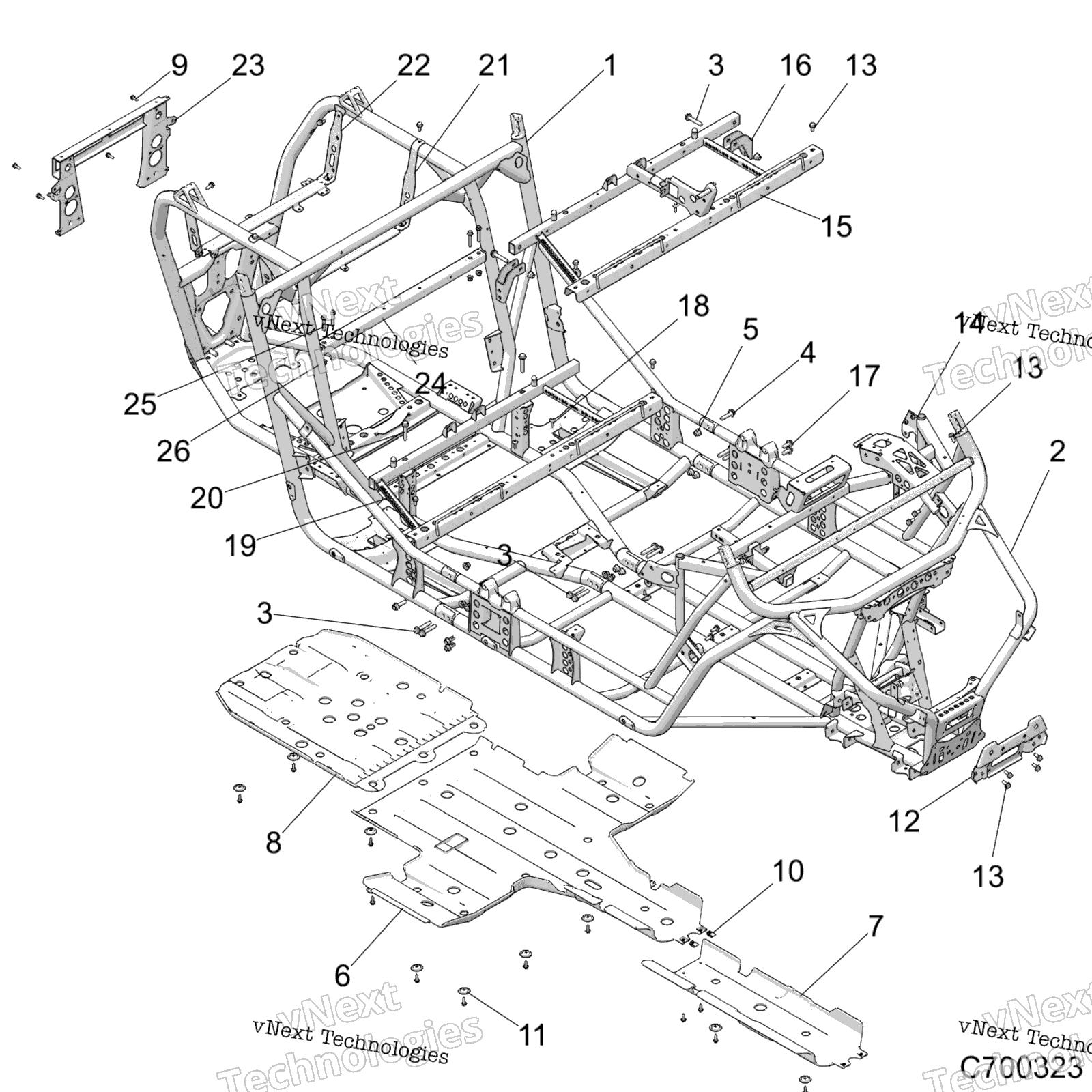 Шасси, основная рама And Skid Plates Z19vfe92ac/Bc/Ad/Bd/Am/Bm/Lag/Bg