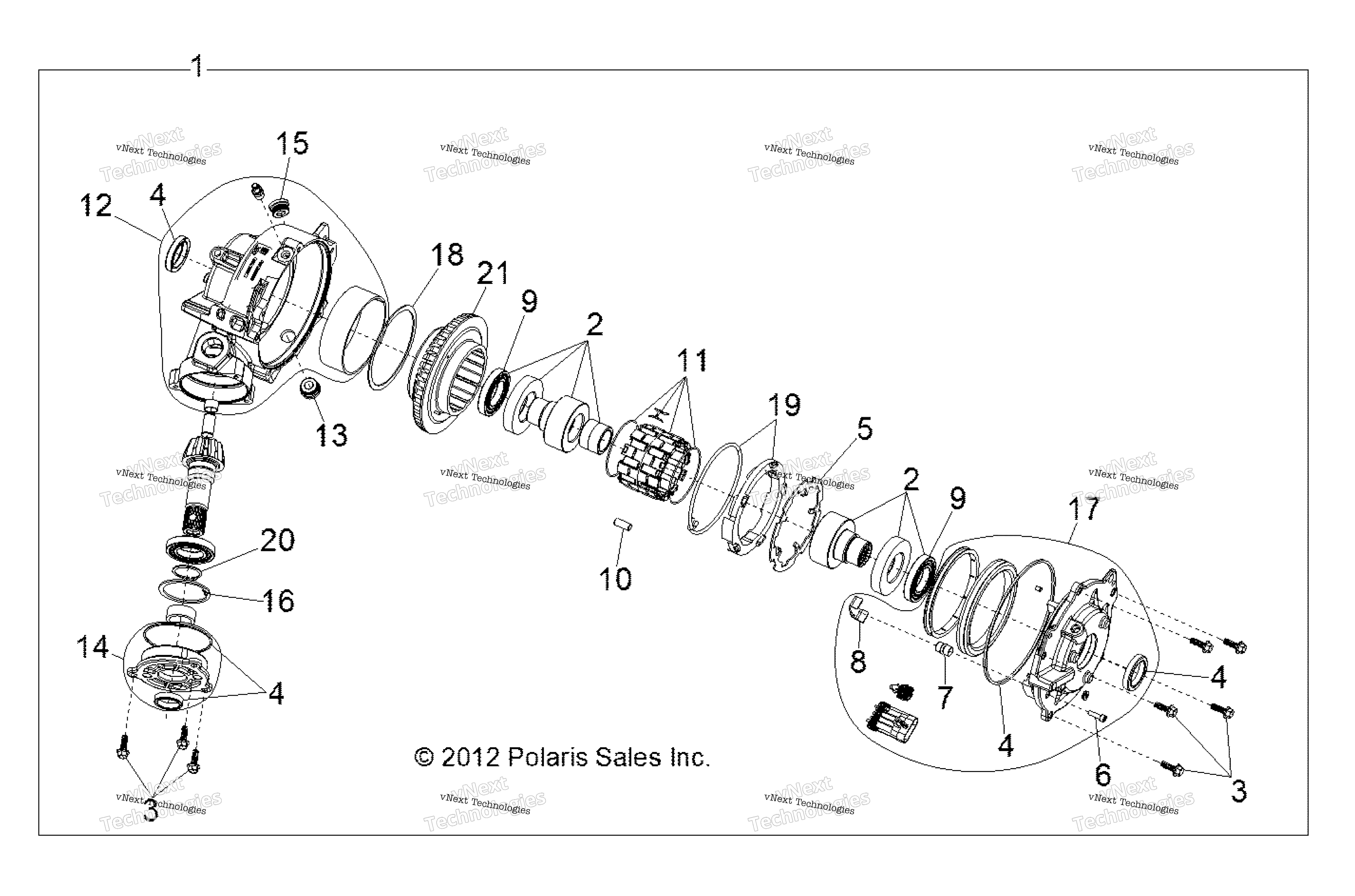 Трансмиссия, внутренности переднего редуктора R13wh76ag/Ar/Eah/Eai/Kg