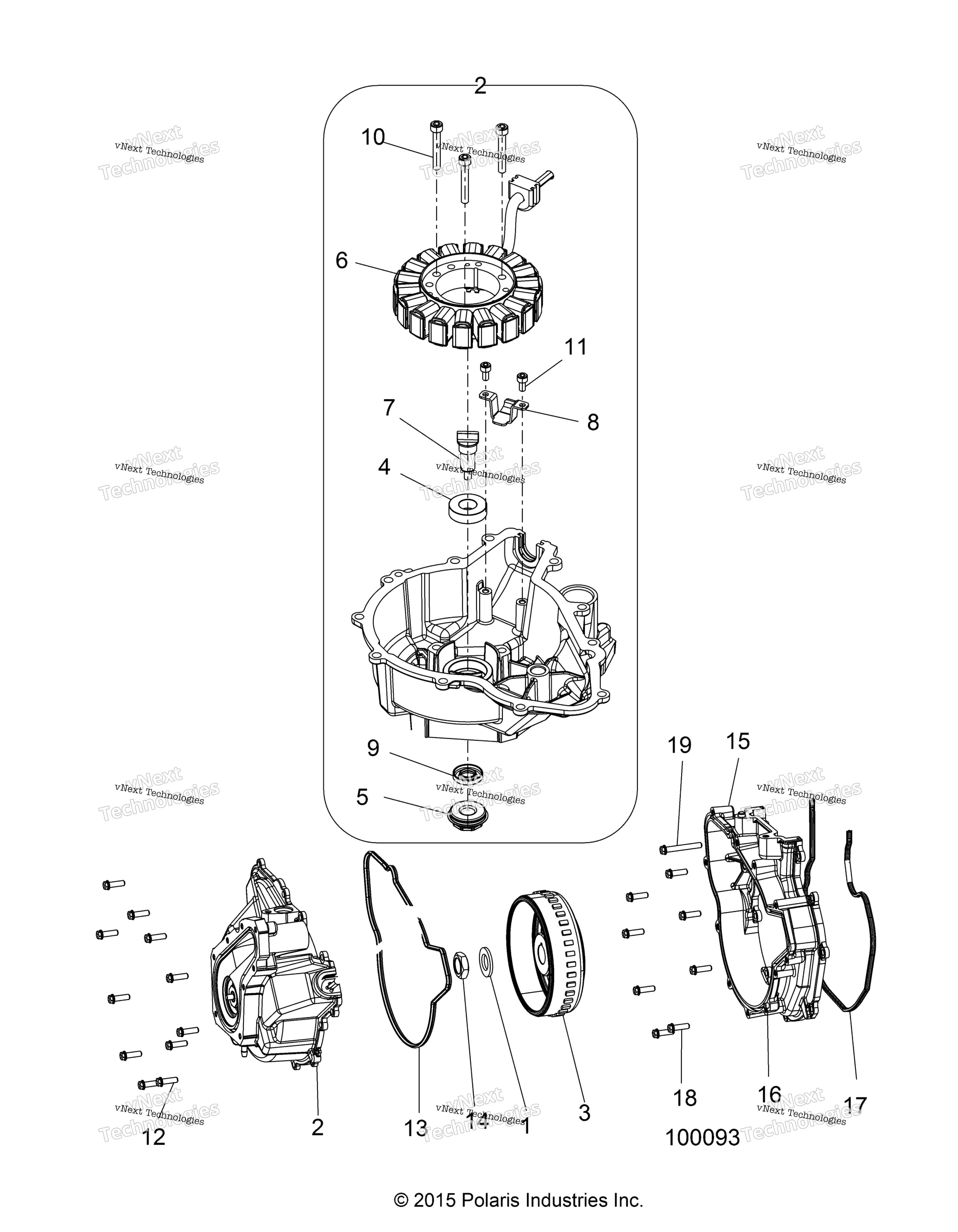 Engine, статор крышка & маховик A18ses57c1 / C2 / C5 / C7 / E1 / E5 / E7 / P57c1 / T57c1 / C7 / E1 / E7