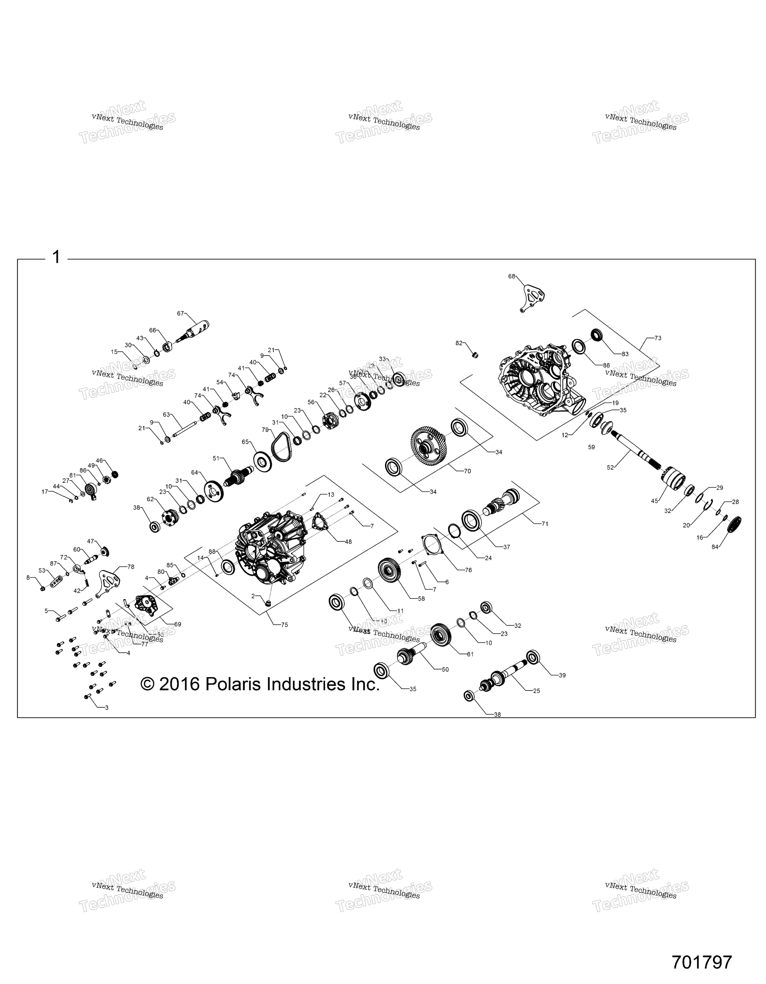 Трансмиссия, внутренности главного редуктора Z19vfe99ad/Bd/Ak/Bk/An/Bn/Ld/K99ad/Bd/Ak/Bk/An/Bn/Lk/L99ac/Bc
