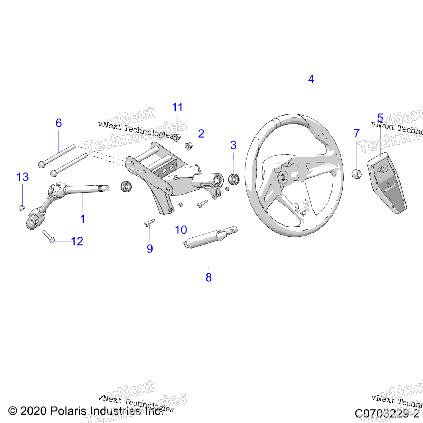 Steering, Upper рулевое управление Asm