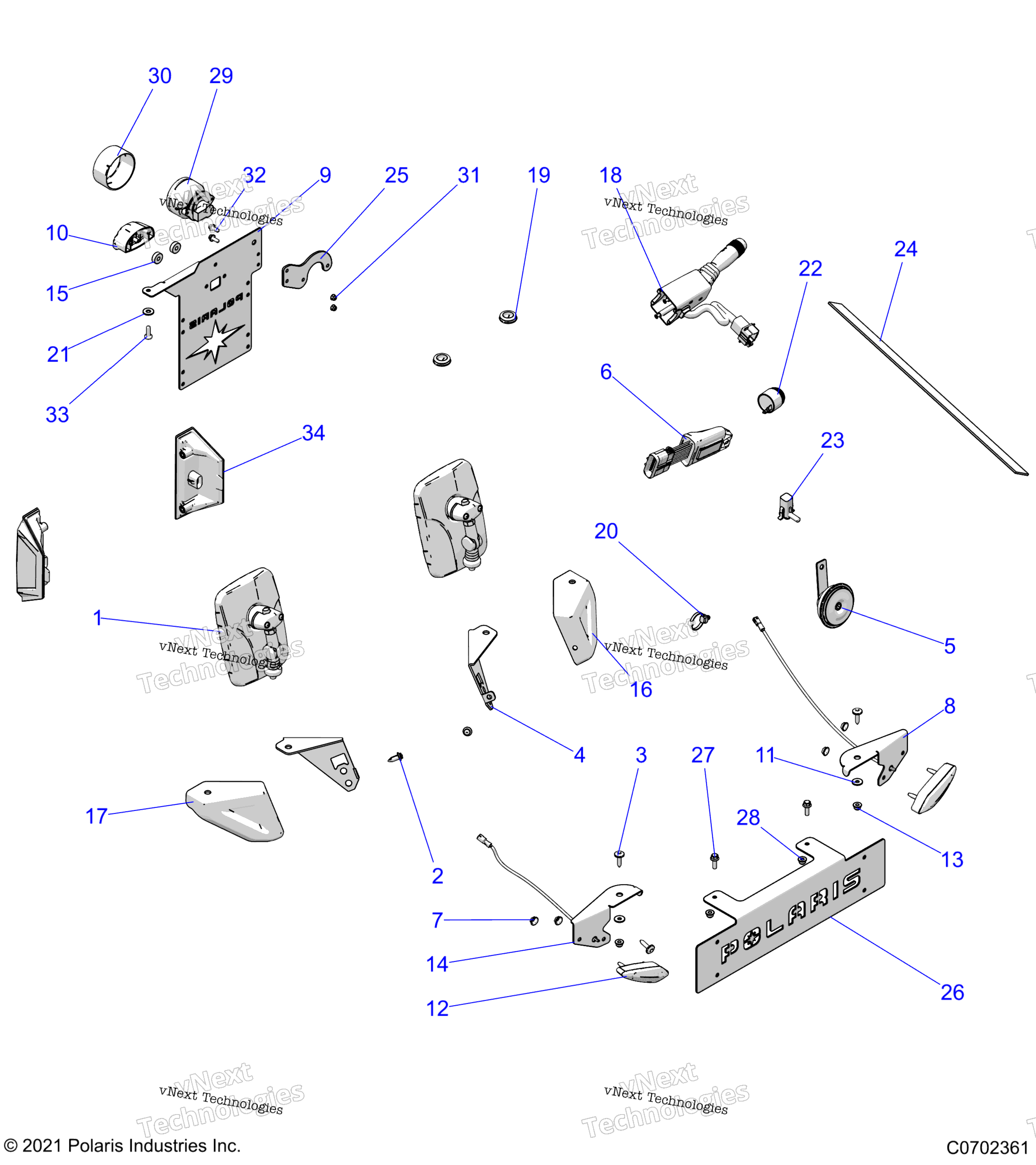 Электрооборудование Components, License Plate And Mirrors