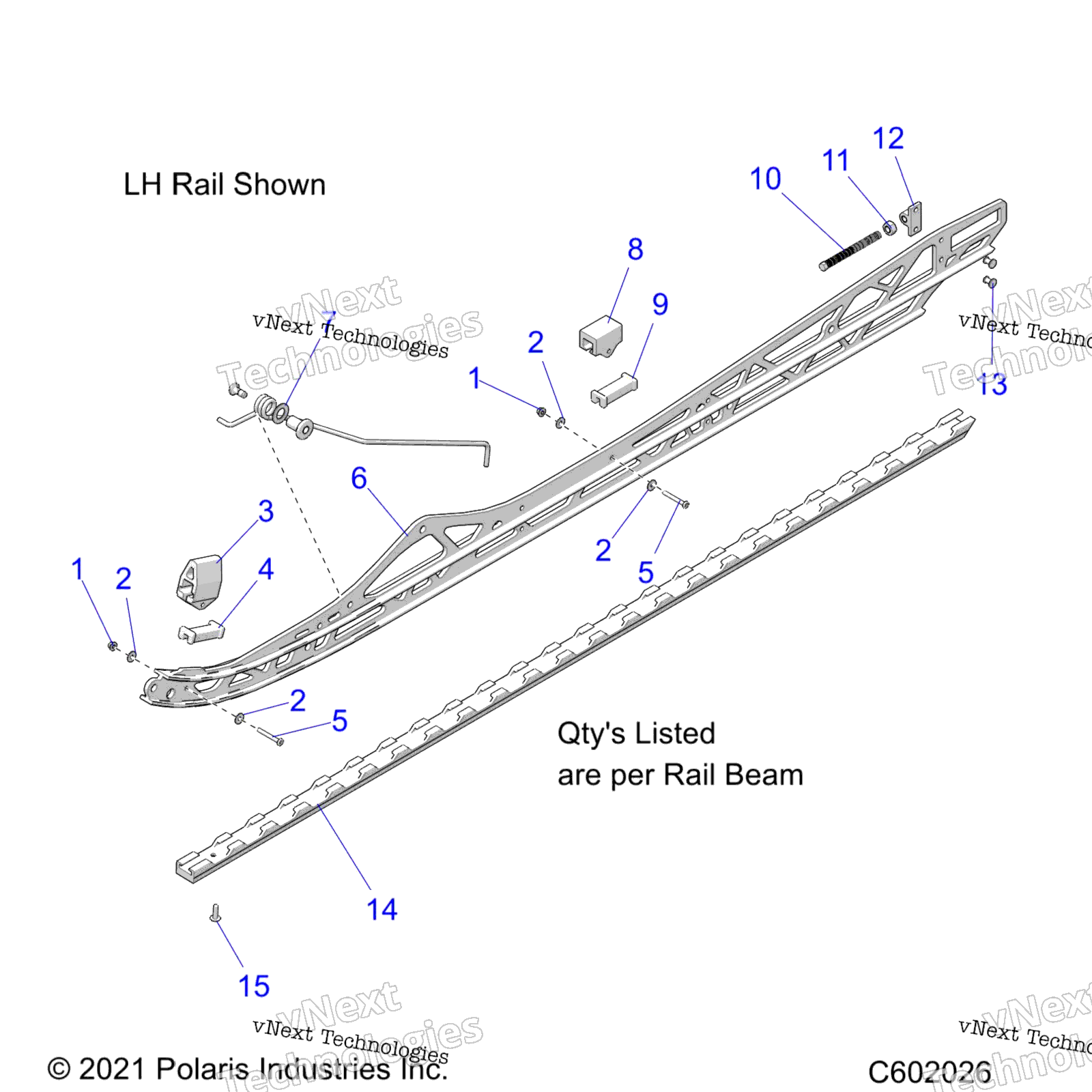 Suspension, Rail Beams, Lh / Rh, 2.75" Track