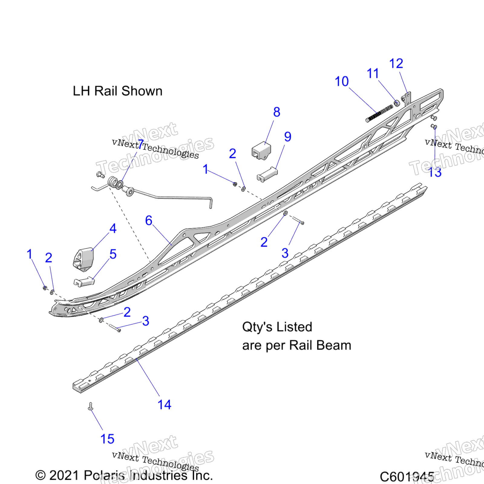 Suspension, Rail Beam Asm, Lh / Rh, 2.75" Track Option All Options