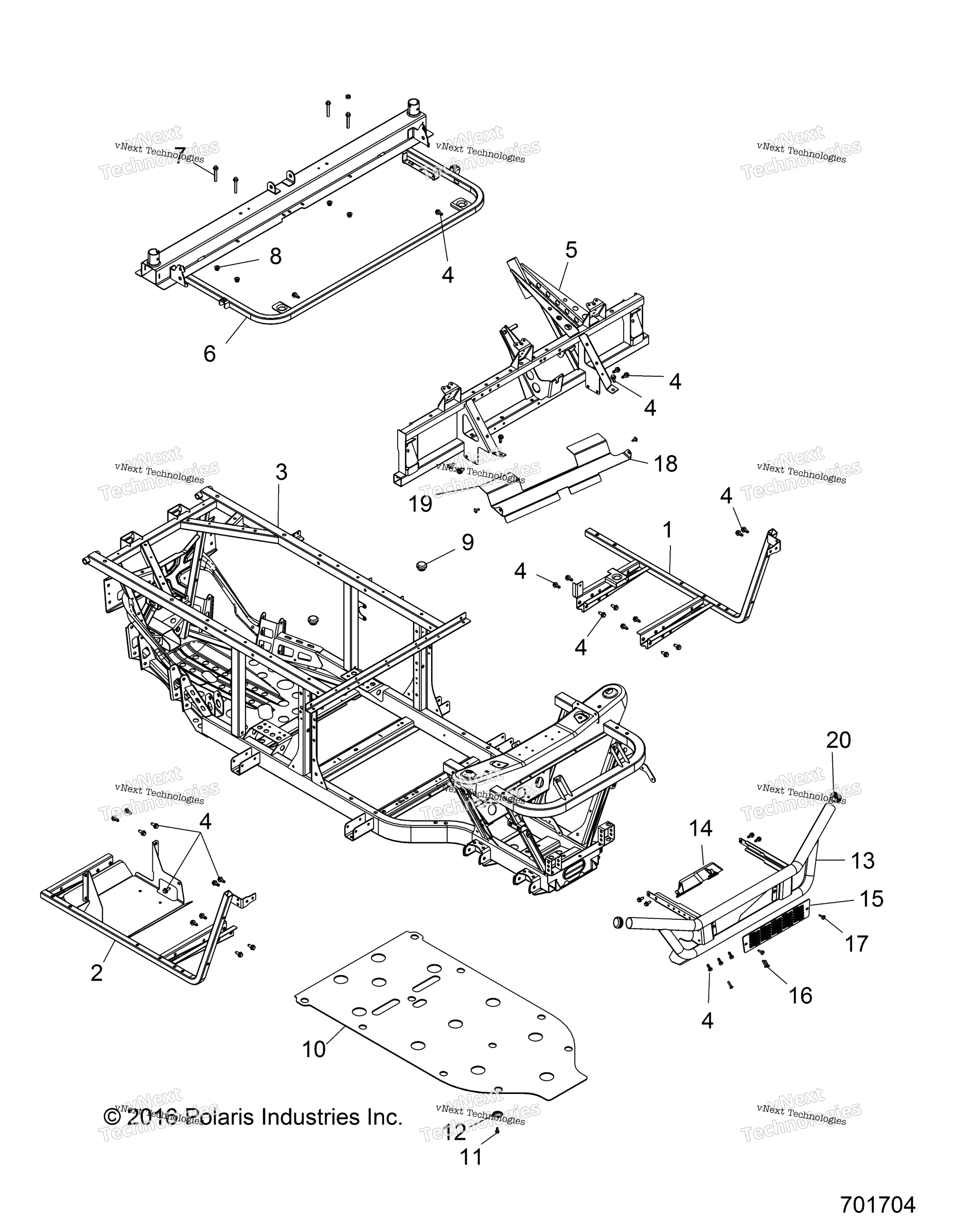Chassis, рама & передний Bumper R17rme57f1 / S57c1 / F1 / Ck / E1 / Ek / T57c1 / E1 / A57f1