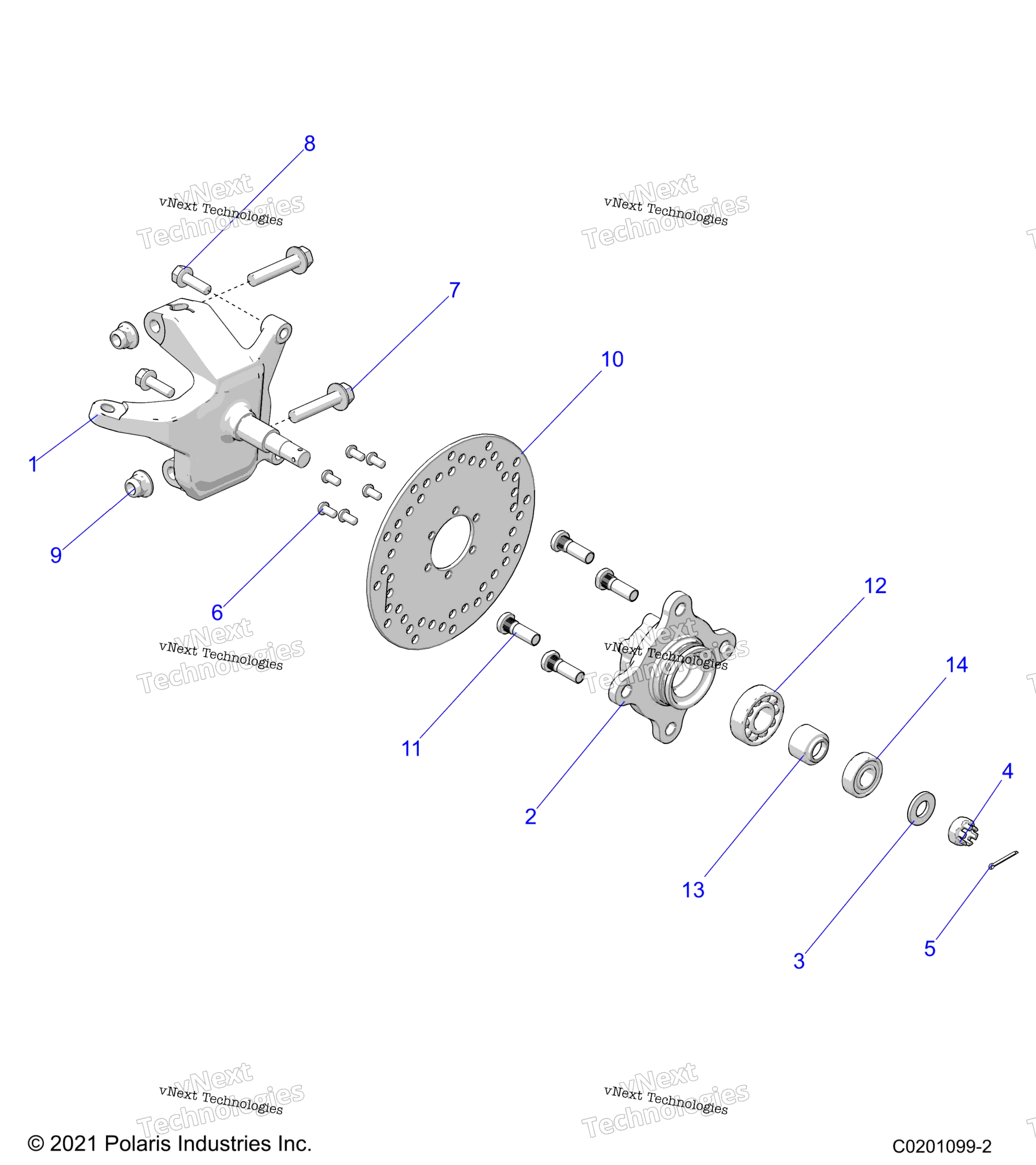 Steering, передний Hub & Spindle / D2