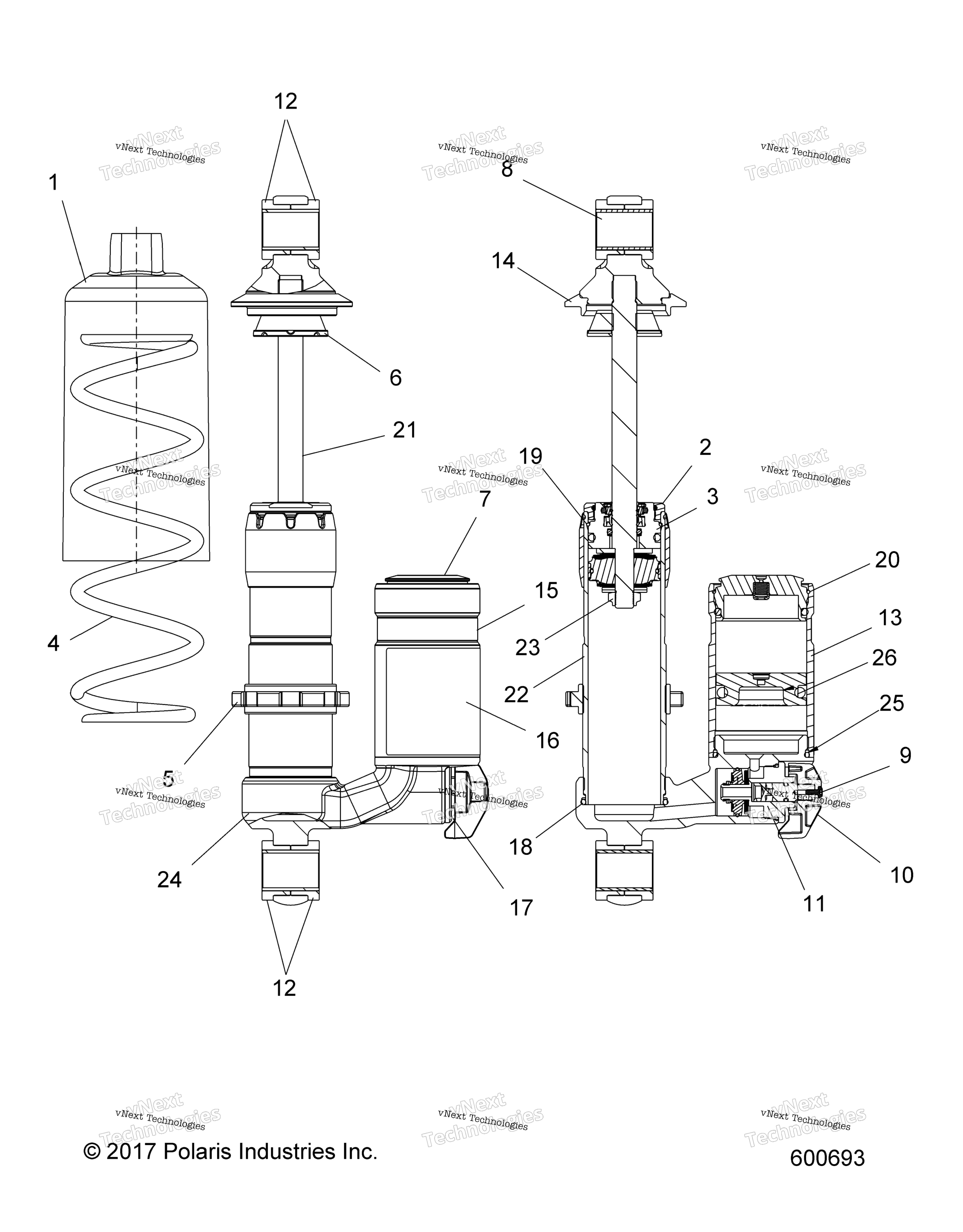 Suspension, Shock, передний Track 7044623