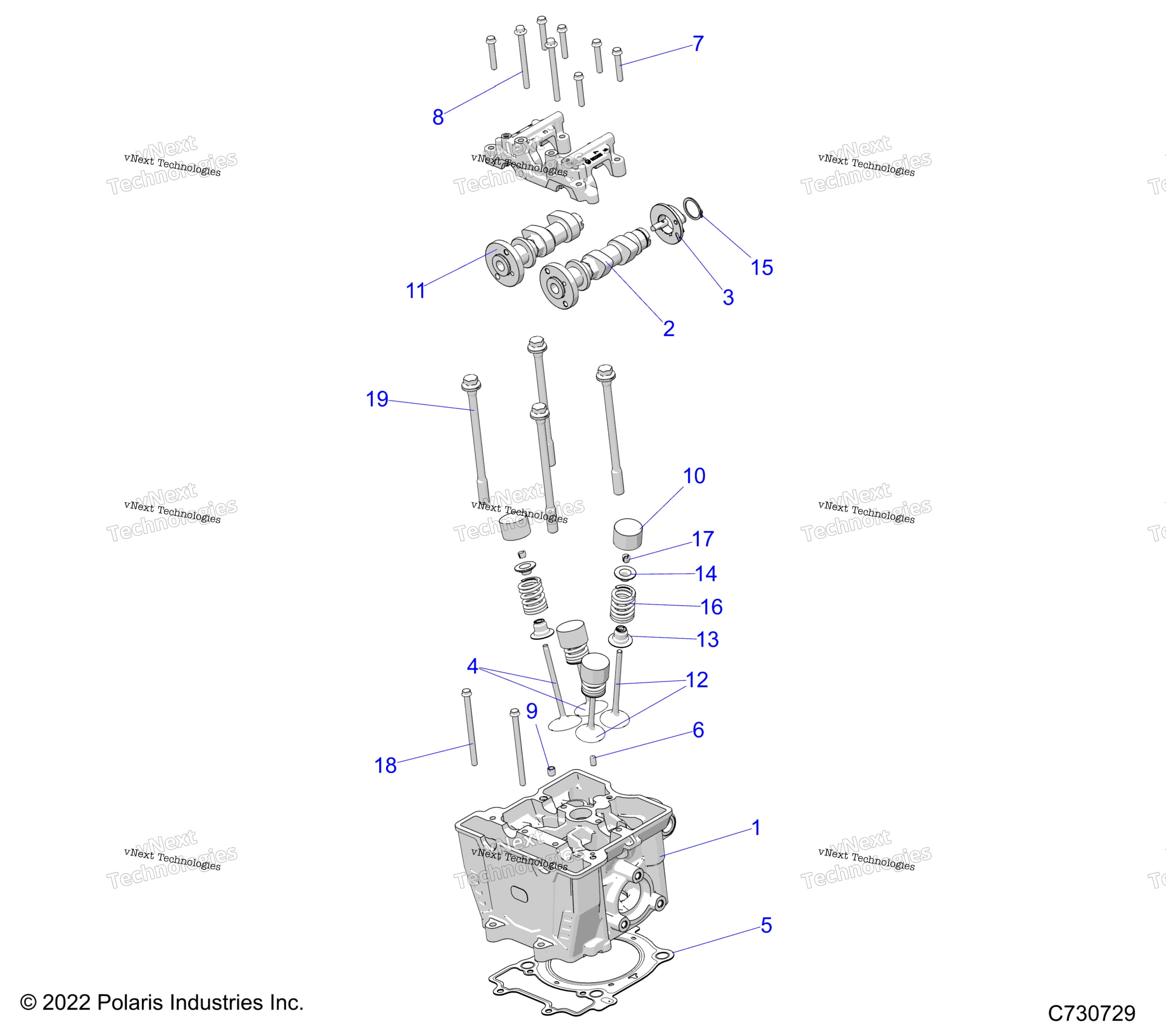 Двигатель, цилиндр Head, Cams & Valves