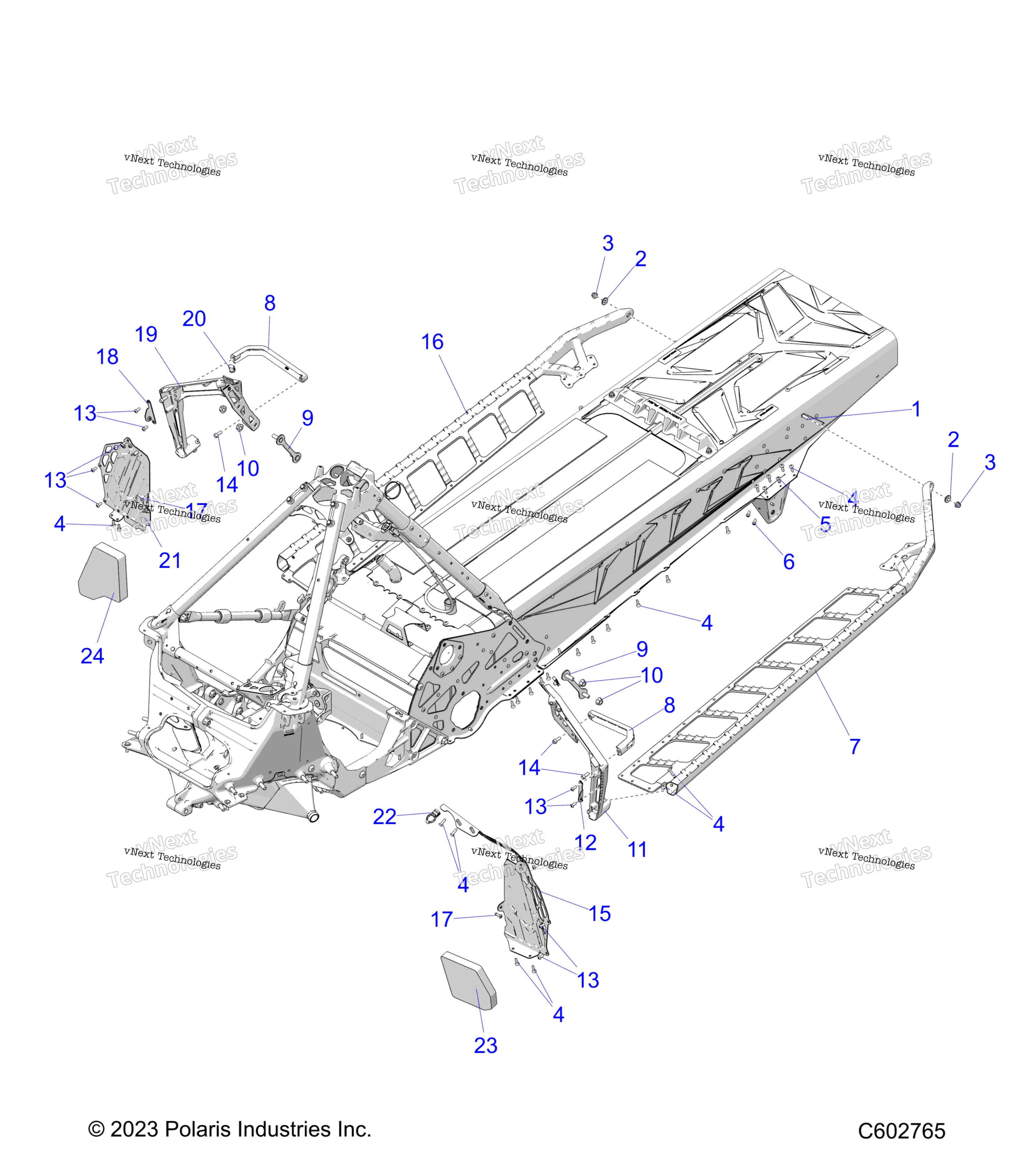 Chassis, сцепление Guard, Footrests, и Running Boards