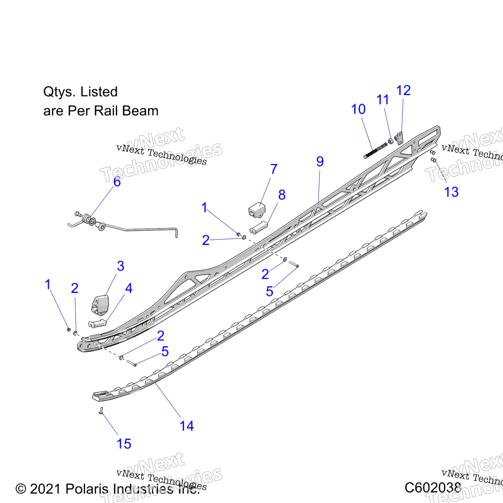 Suspension, Rail Beam Mounting, Lh / Rh, 165" / 2.75" Track S23tgm8ms