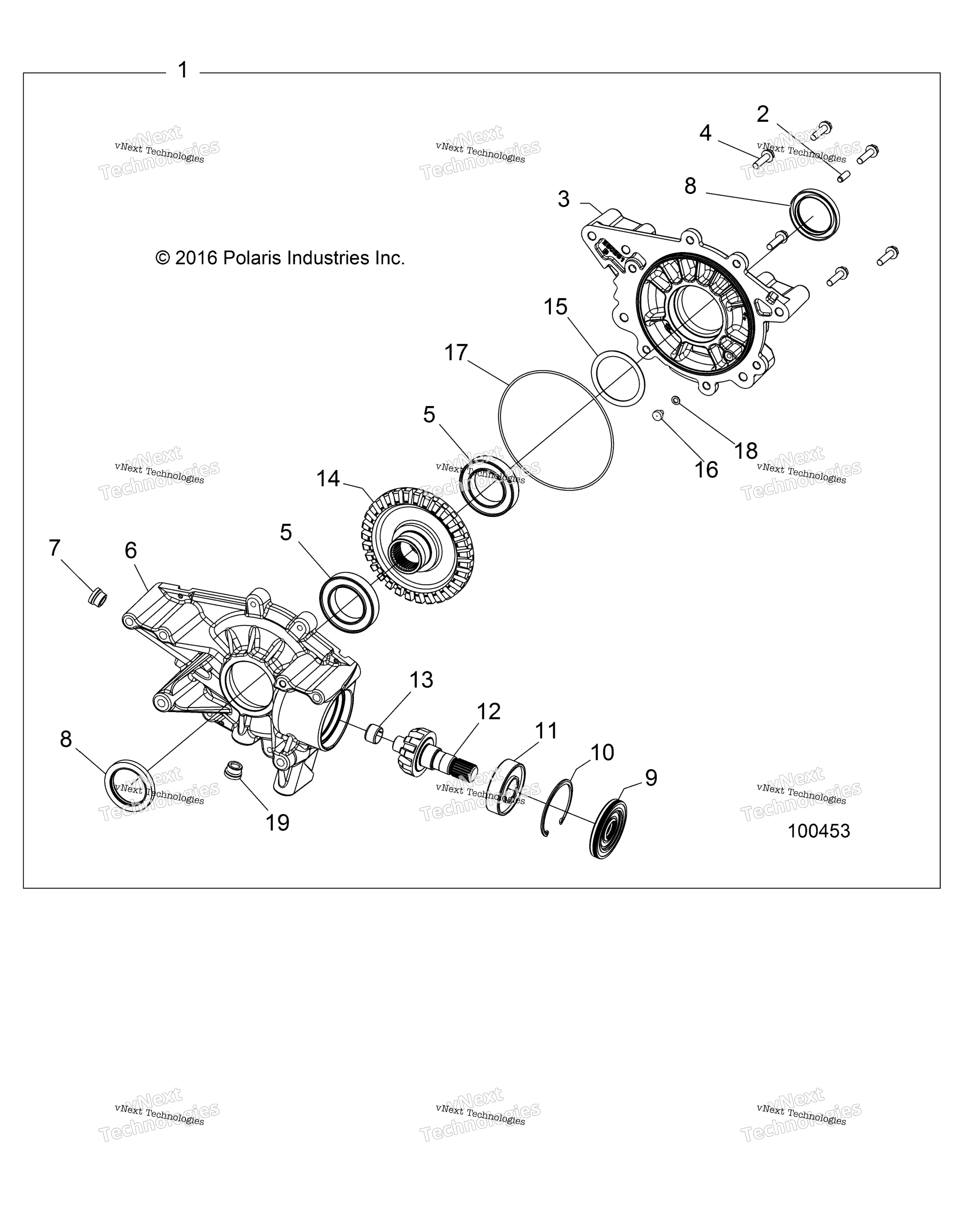 Привод Train, Rear Gearcase Internals (100453)