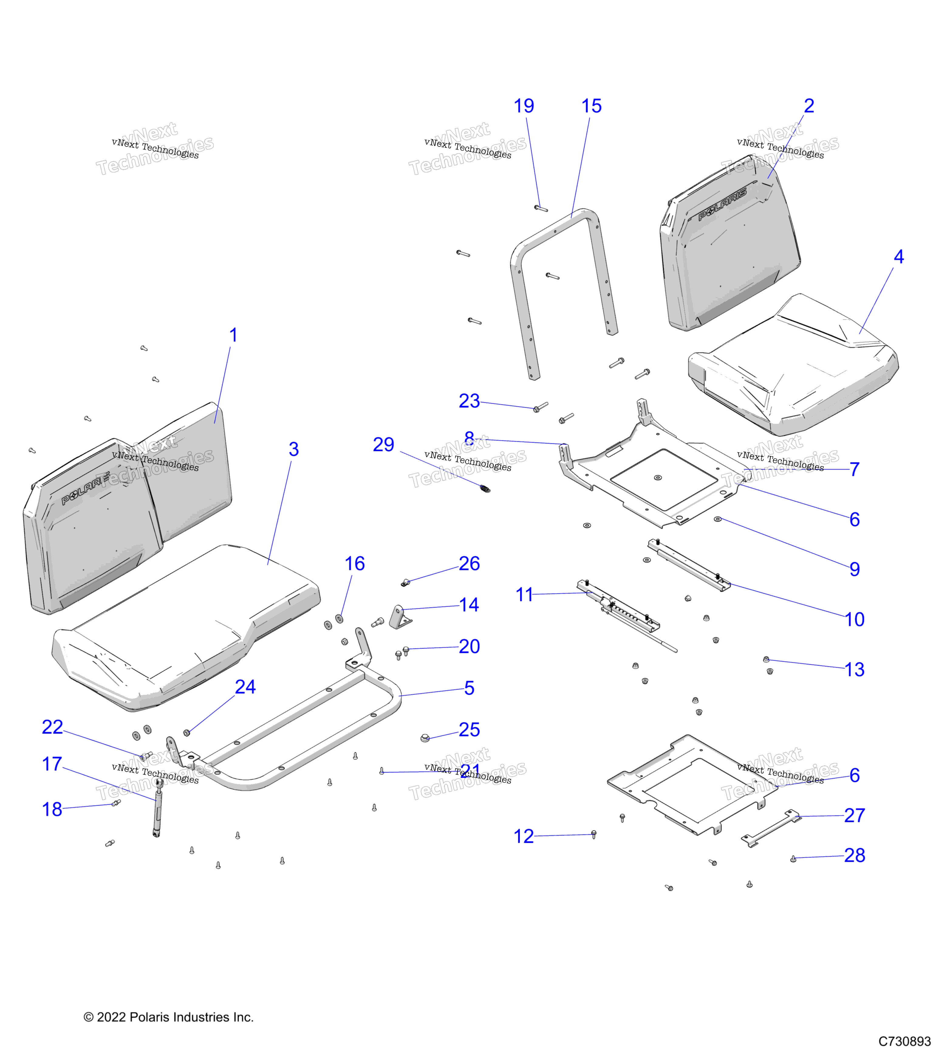 Кузов, сиденье Asm. And Slider R23rrrs99pk