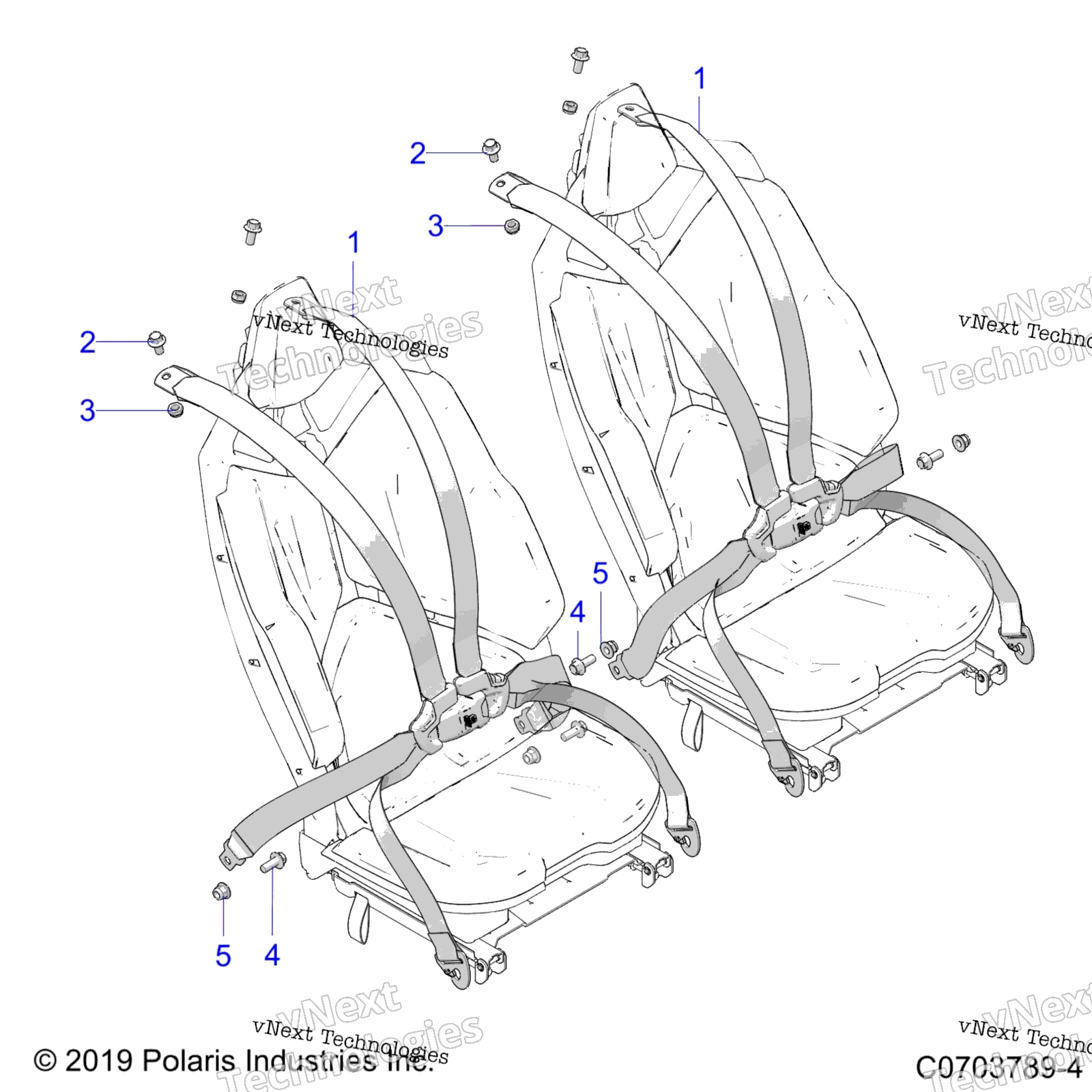 Кузов, сиденье Mounting, Rear, 6 Point