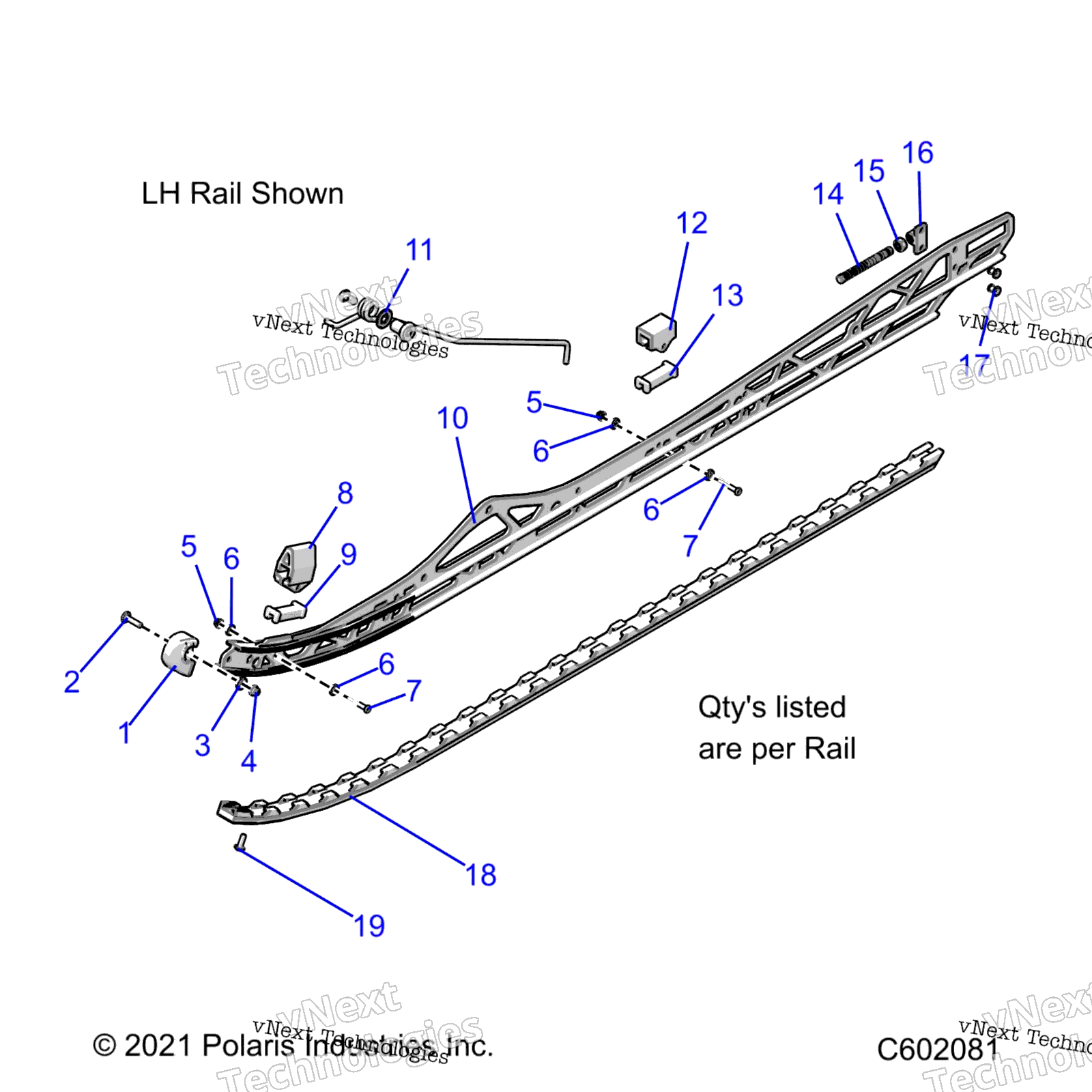 Suspension, Rail Beam Asm., Lh / Rh, 3" Track Option