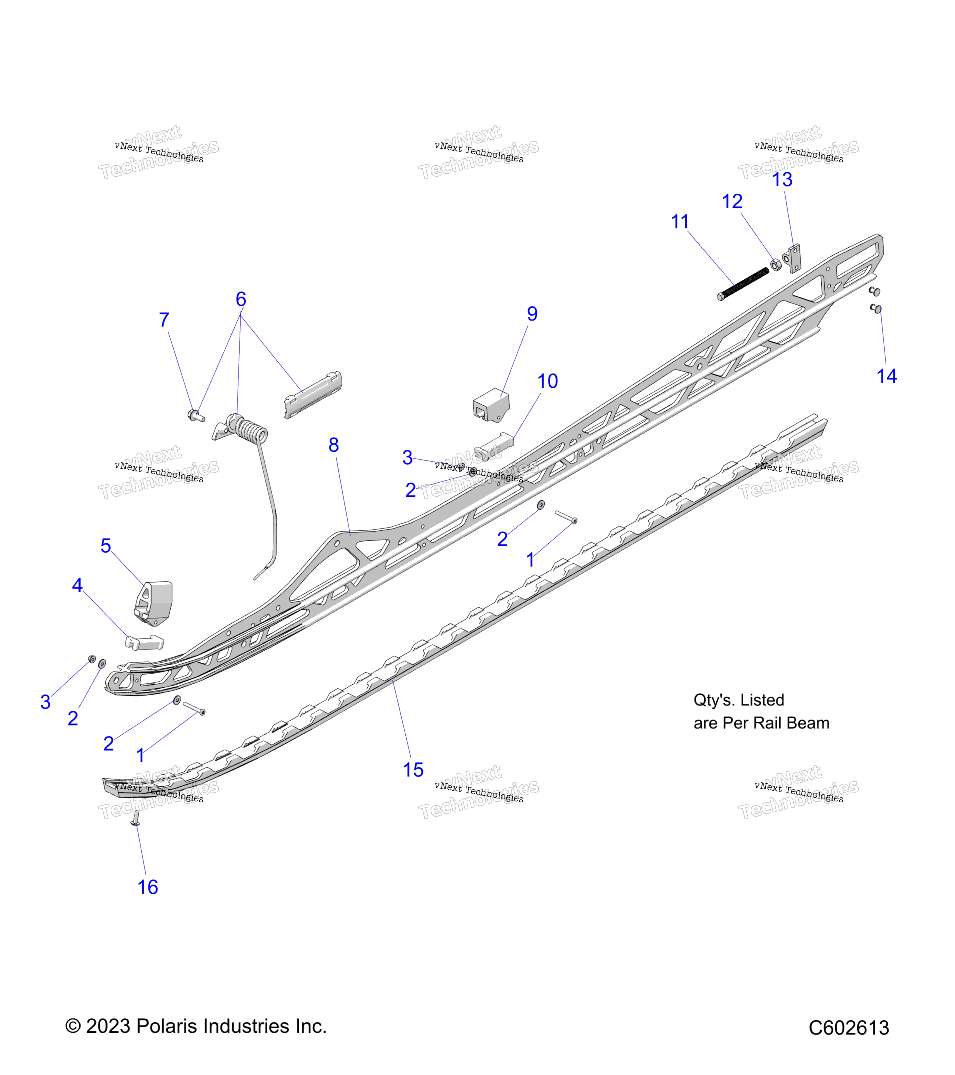 Suspension, Rail Beam Mounting, Lh / Rh, 165"