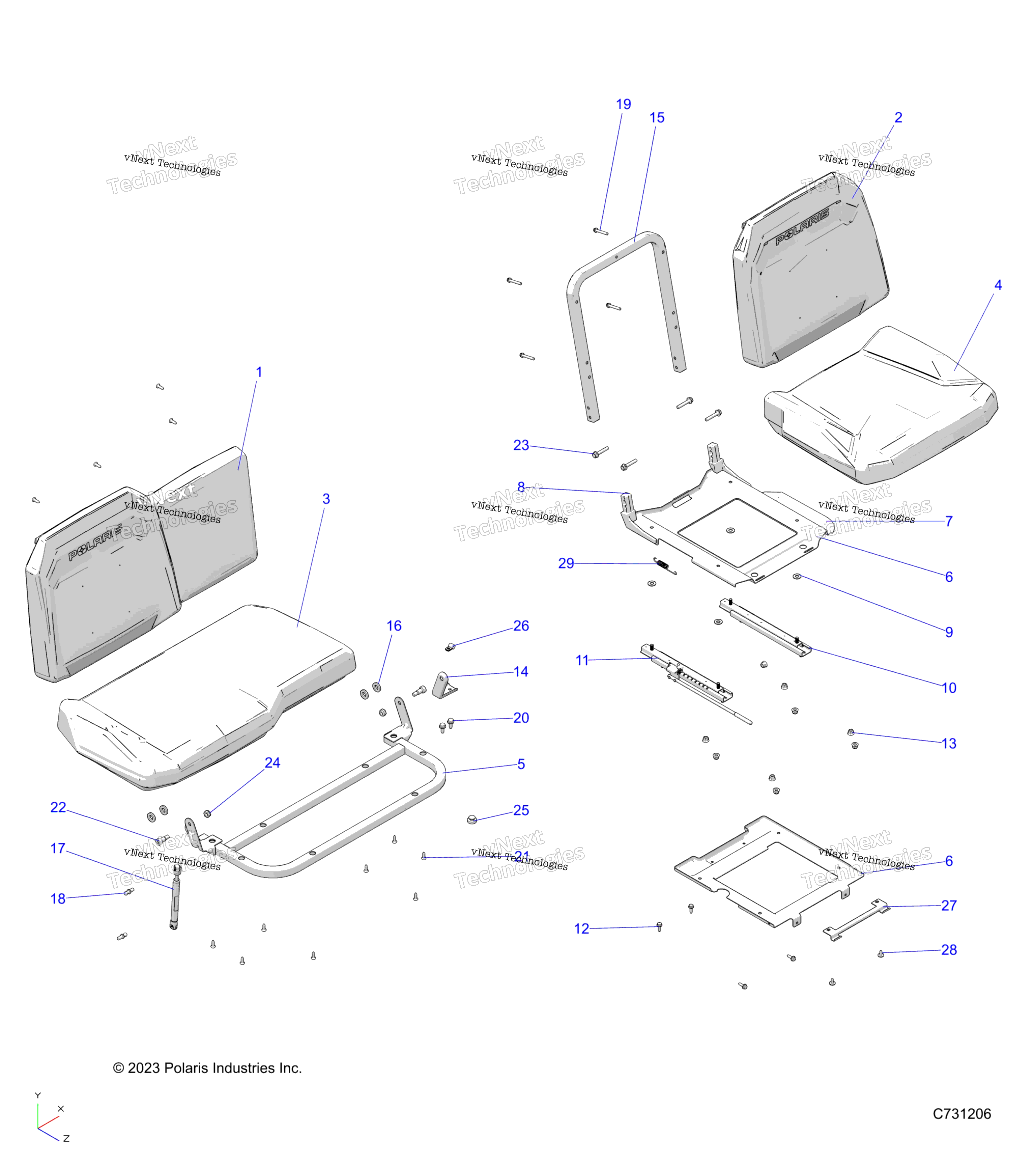 Кузов, сиденье Asm. And Slider