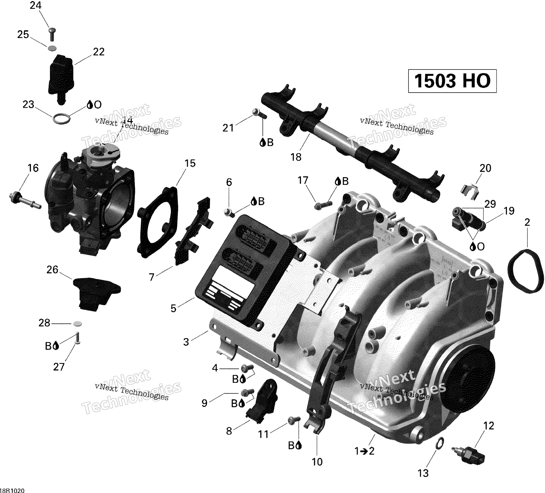 Воздушный впуск коллектор и Throttle кузов V1