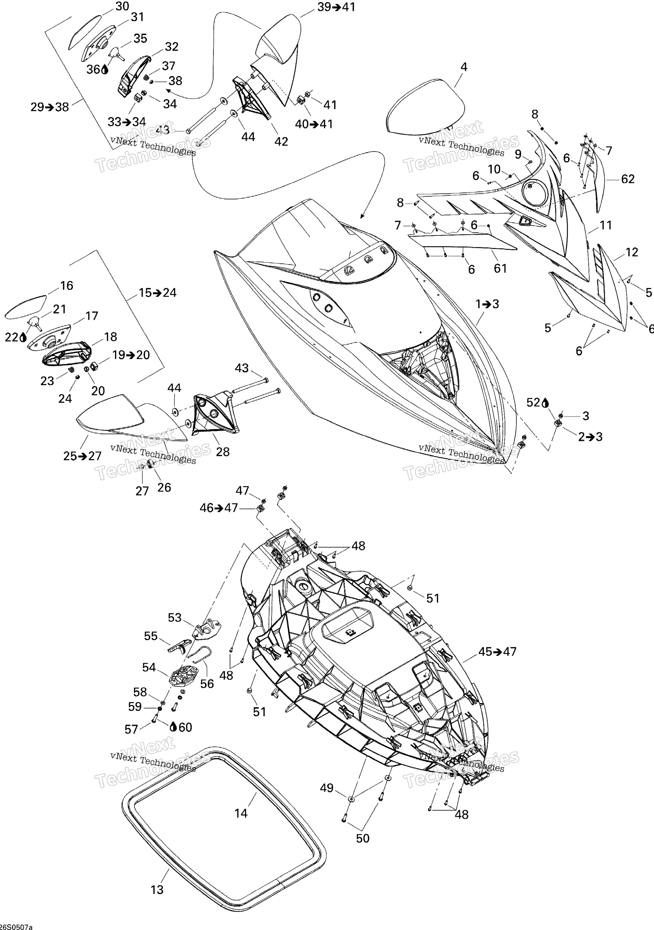 Передняя часть Storage Compartment 1 Red