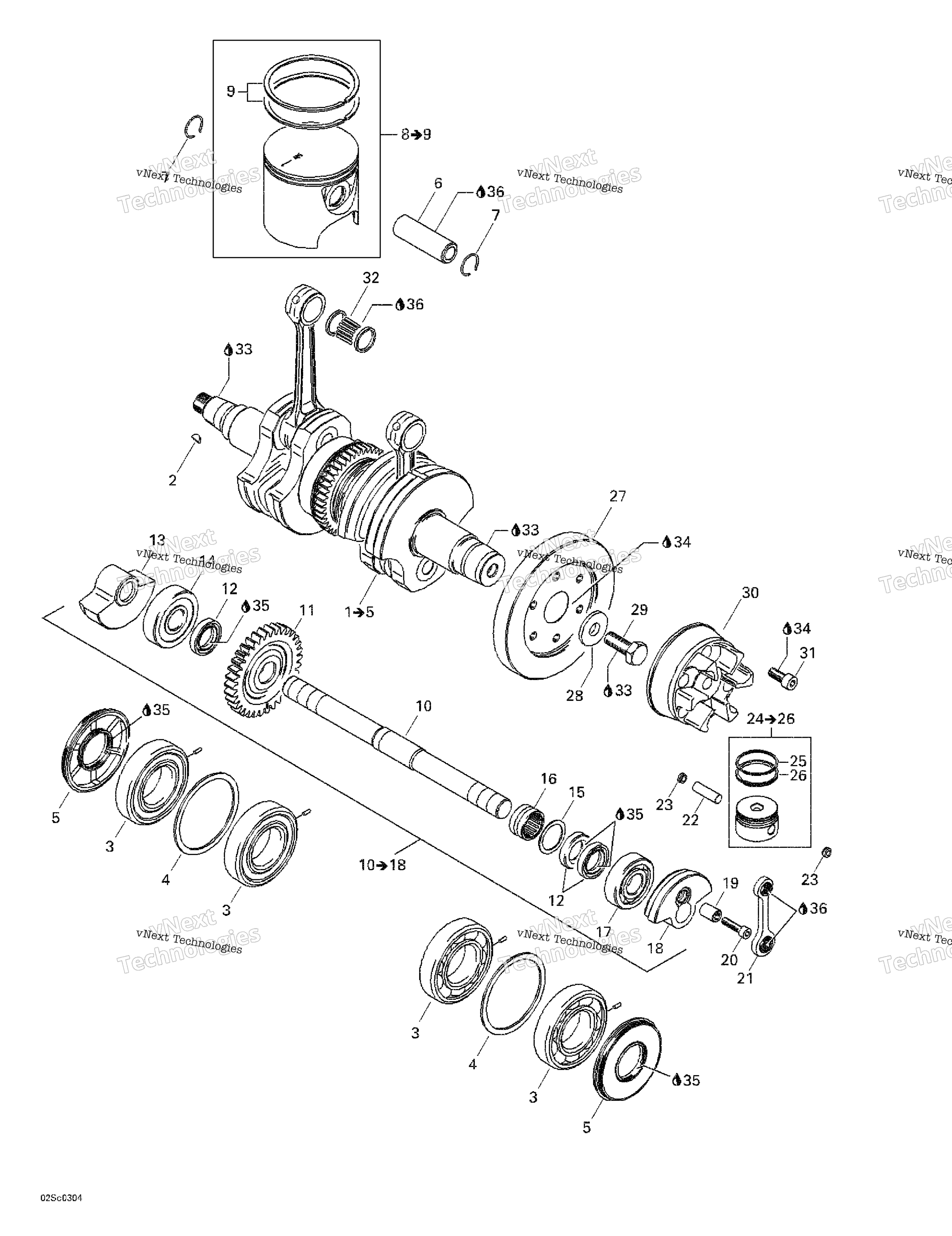 Коленчатый вал And Pistons