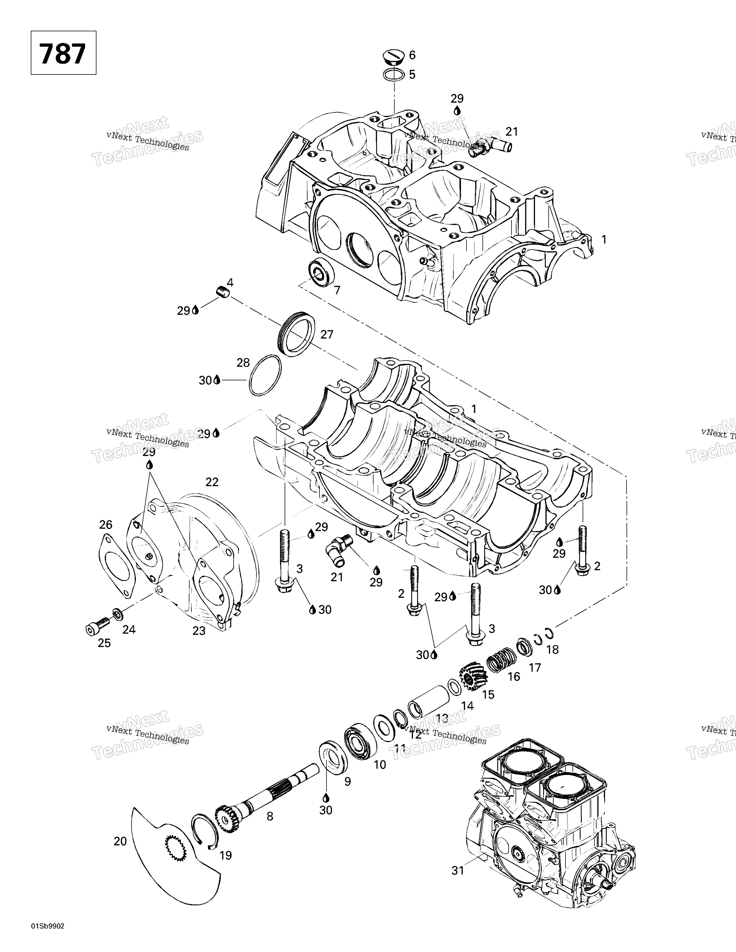 Crankcase, Rotary клапан (787)