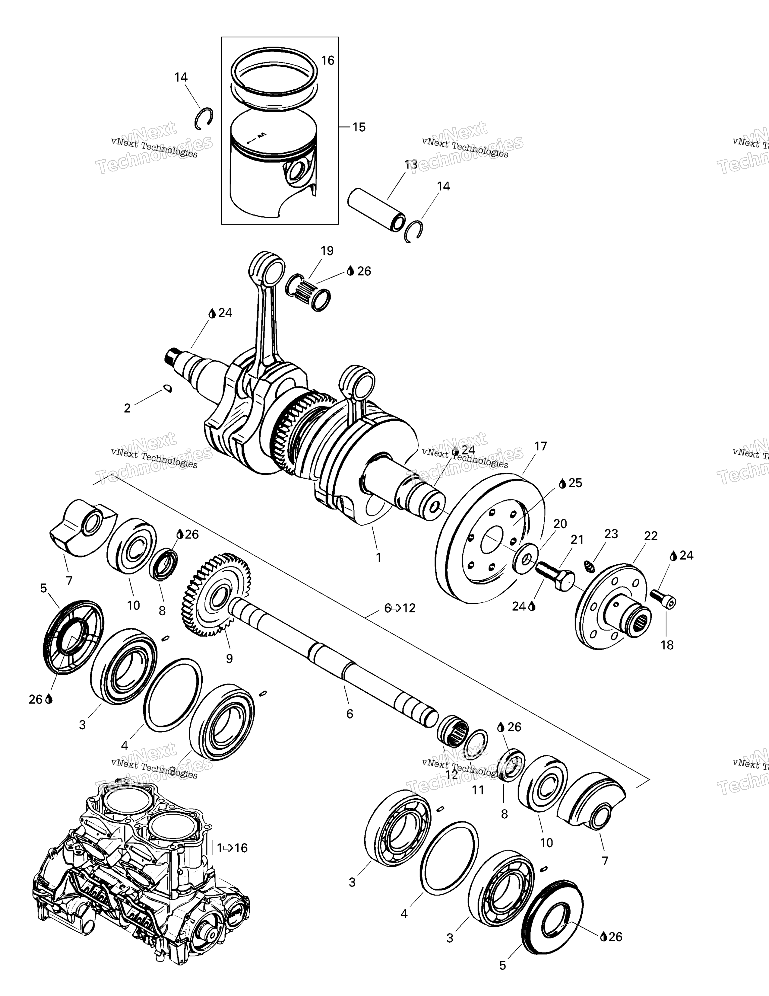 Коленчатый вал And Pistons