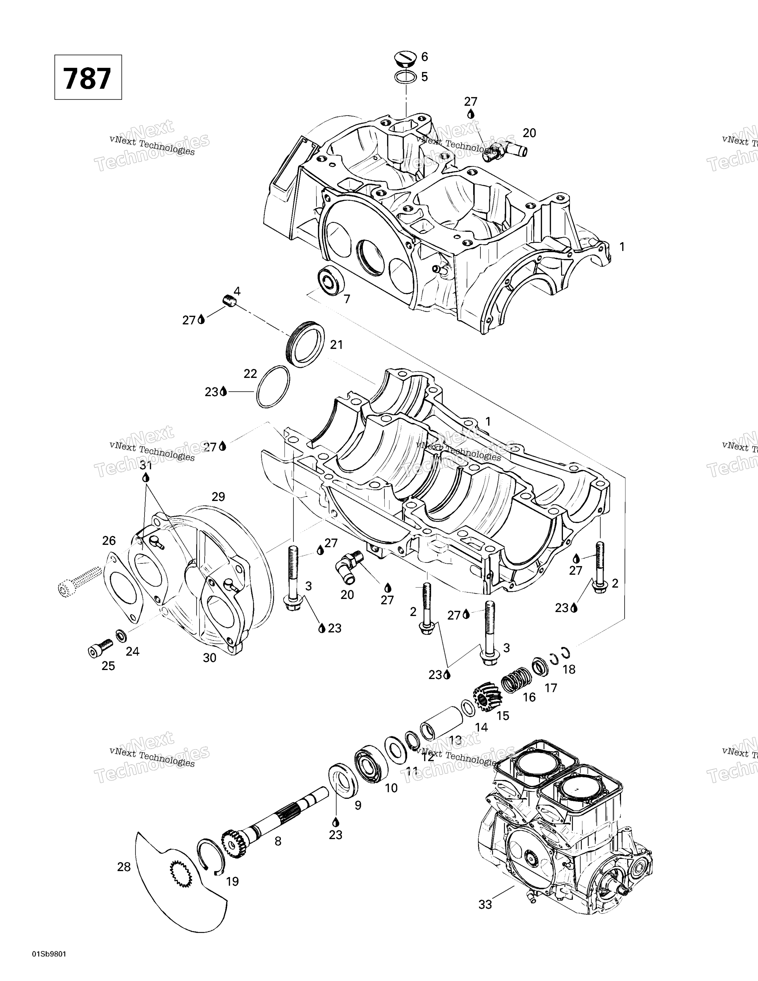 Crankcase, Rotary клапан (787)