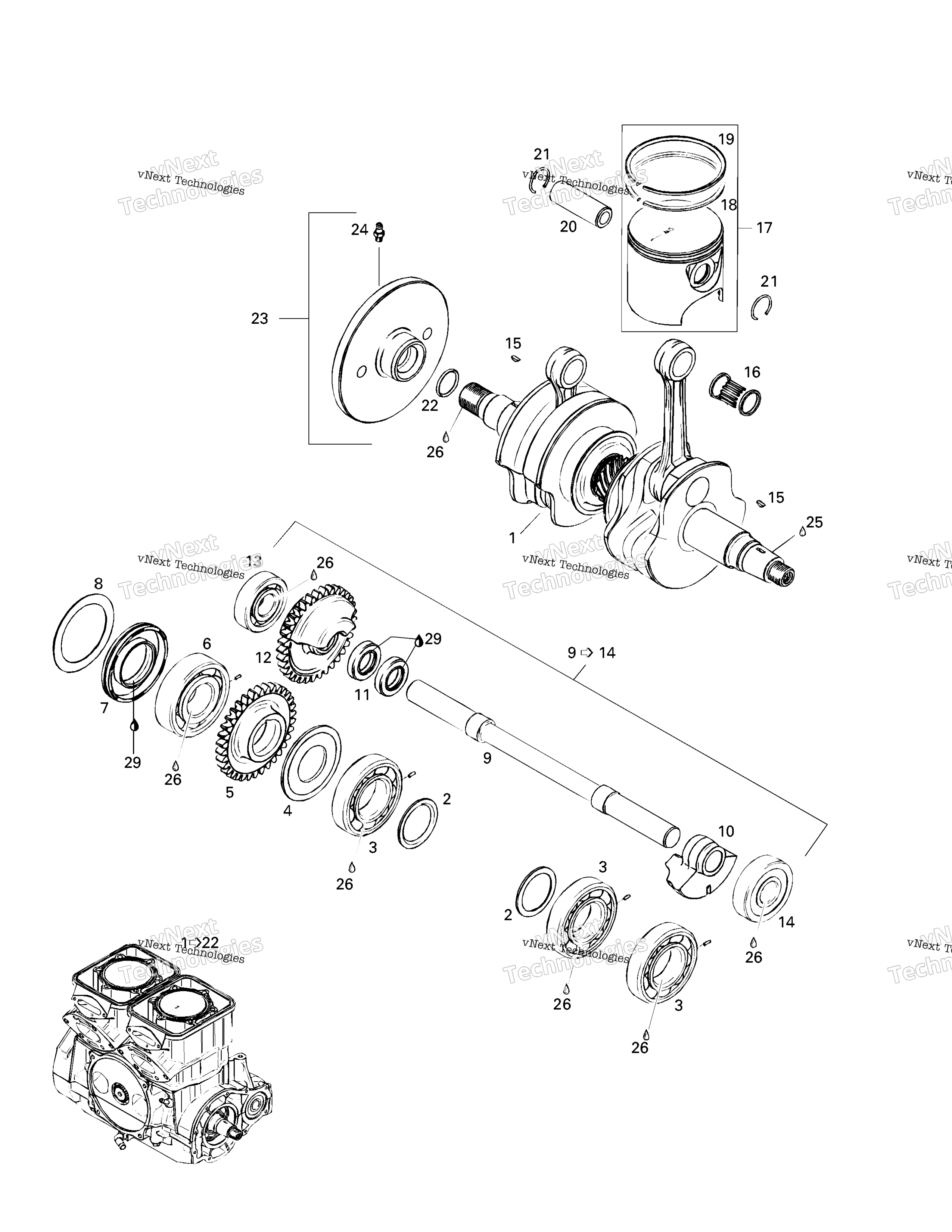 Коленчатый вал And Pistons