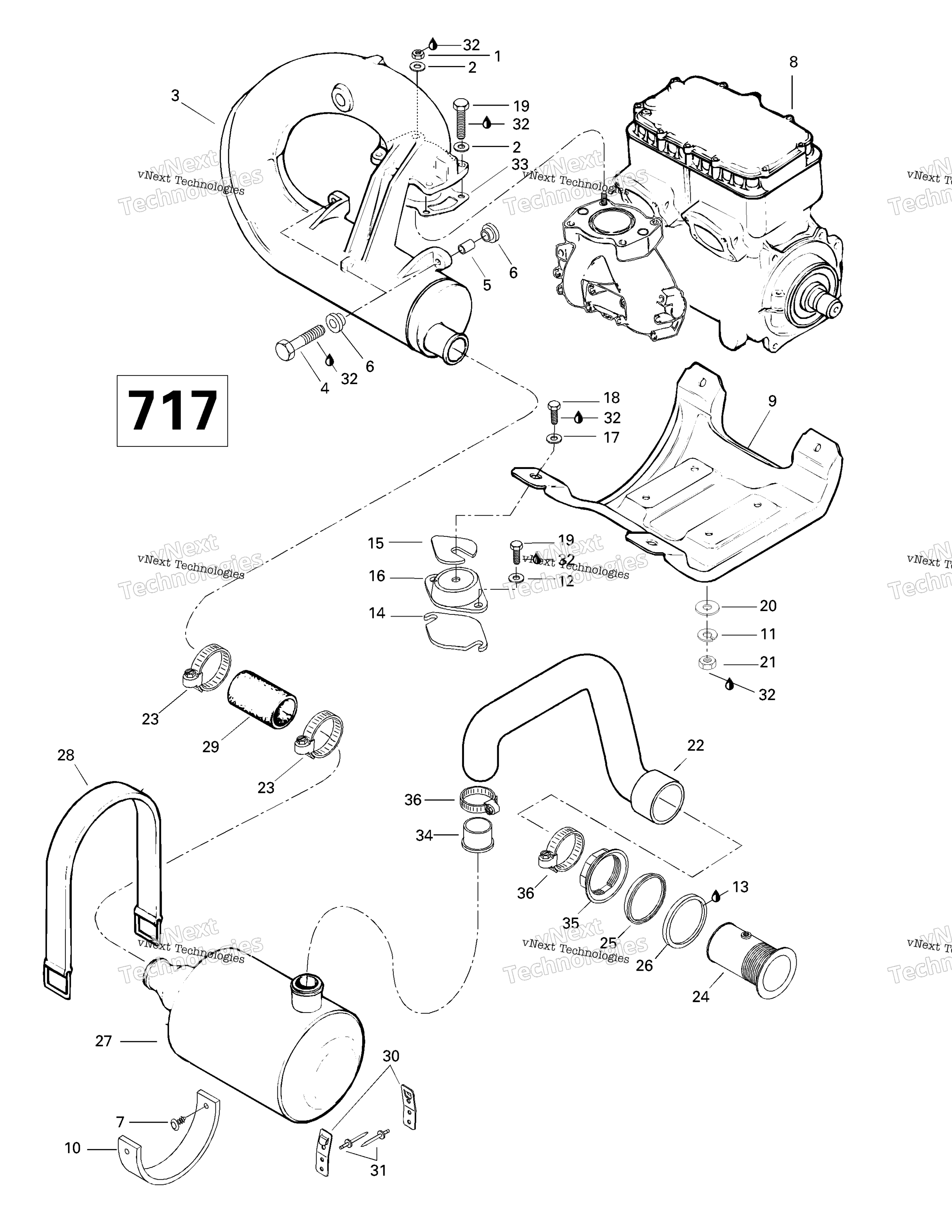 Двигатель Support And Muffler (717)