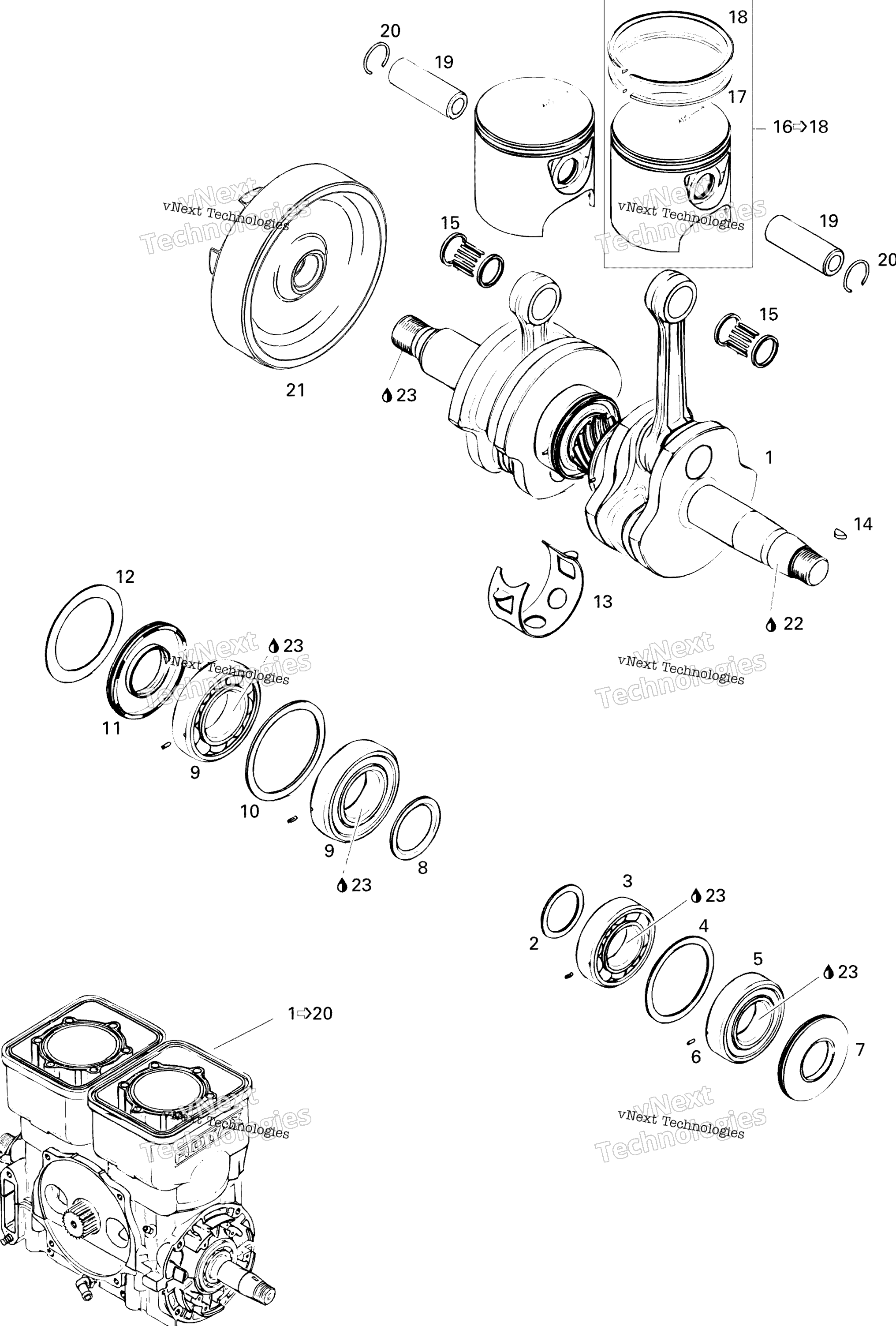 Коленчатый вал And Pistons