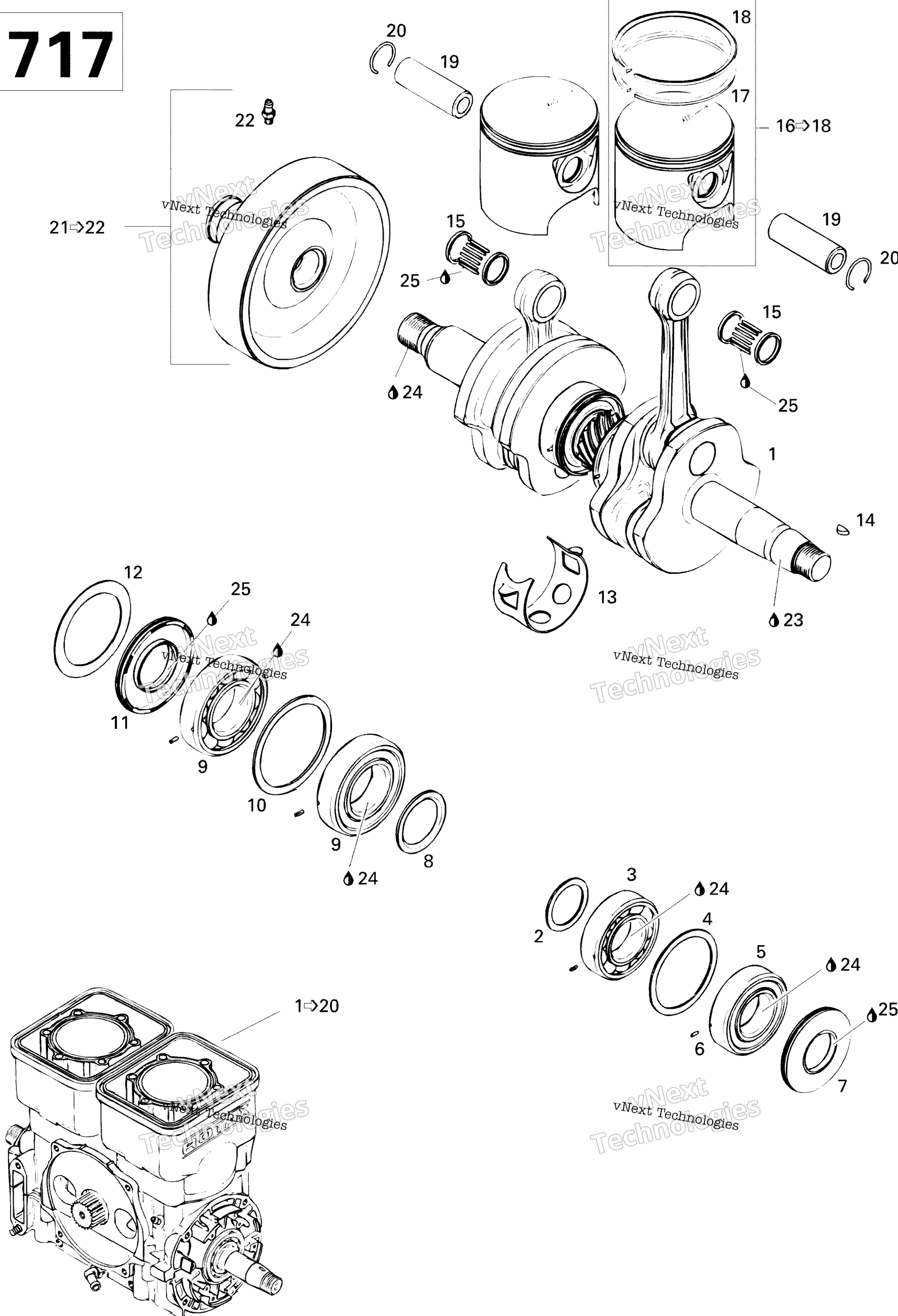 Коленчатый вал And Pistons 717