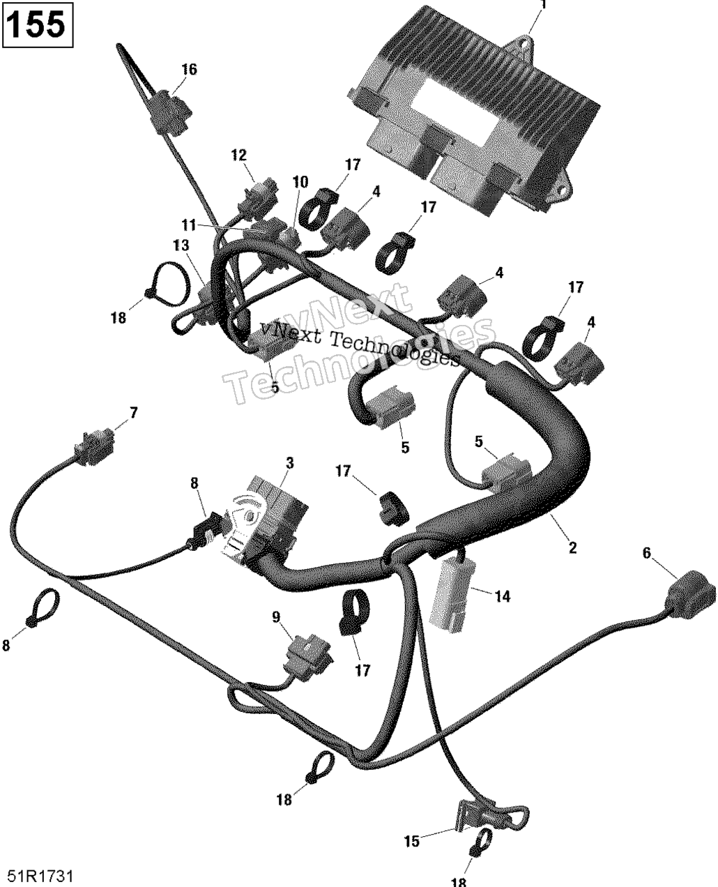 Двигатель Harness And Electronic Module - 130-155 Model Without Suspension