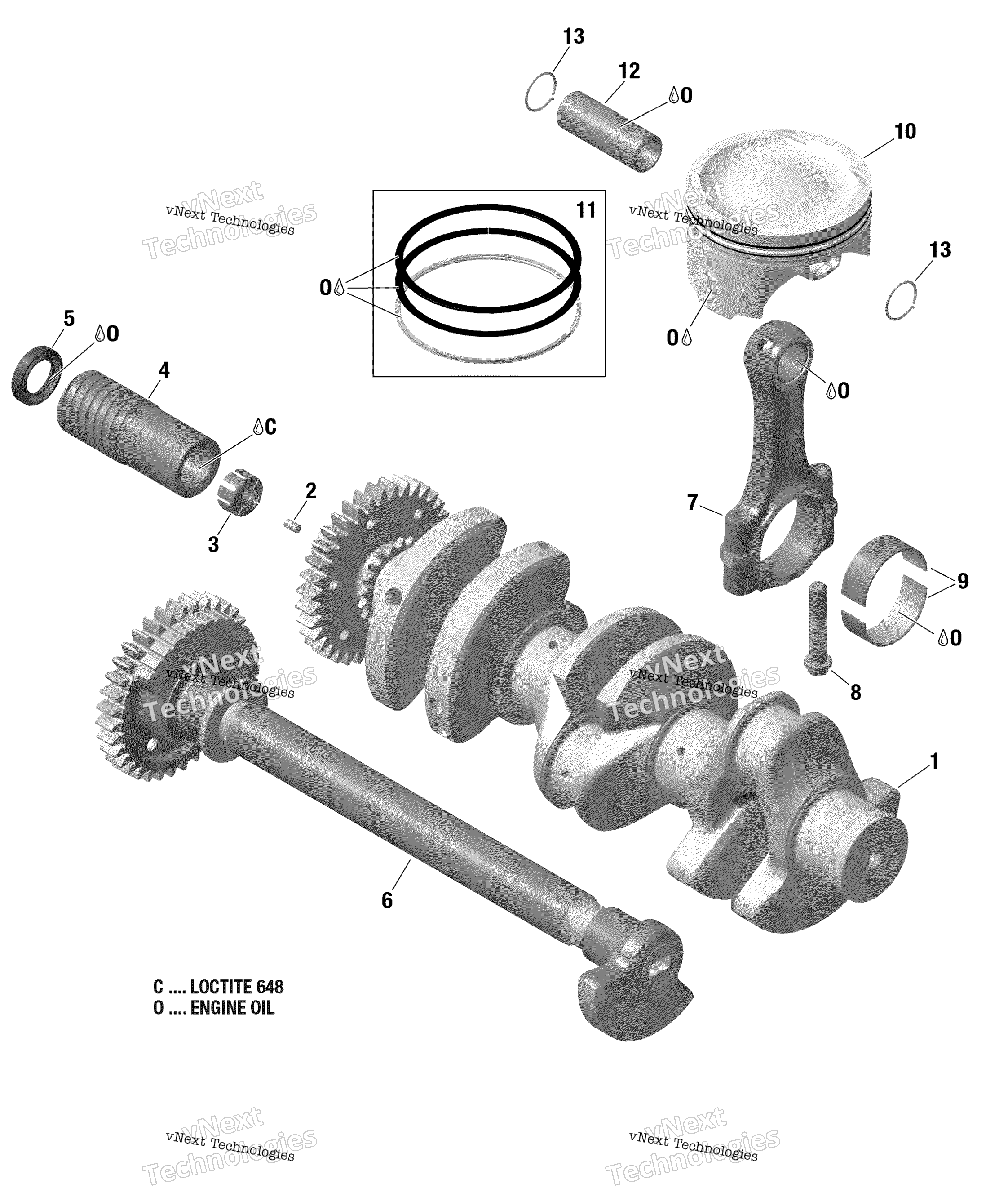 Crankshaft, Pistons и Balance Shaft