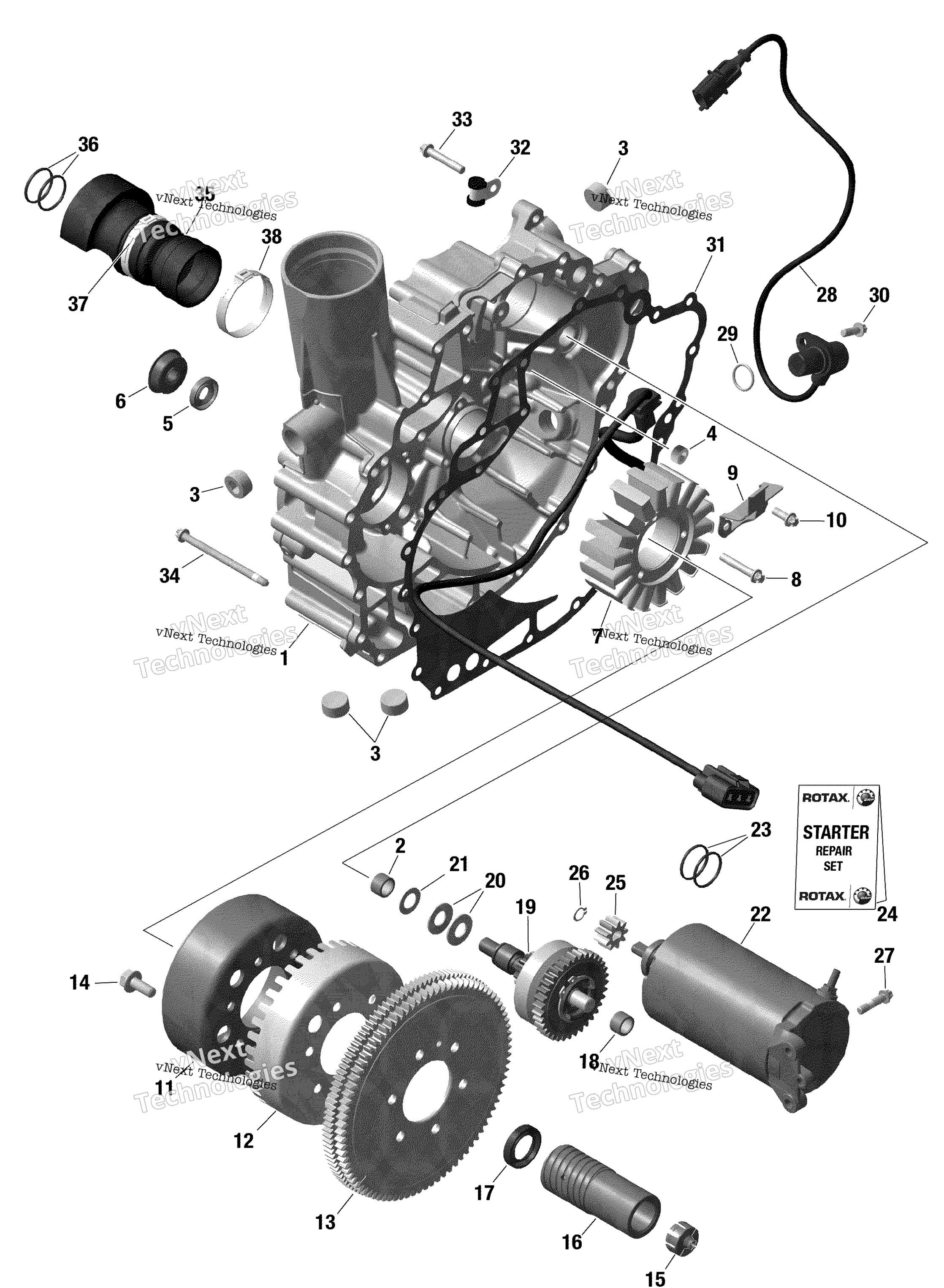 Rotax Magneto и Electric Starter Without Idf