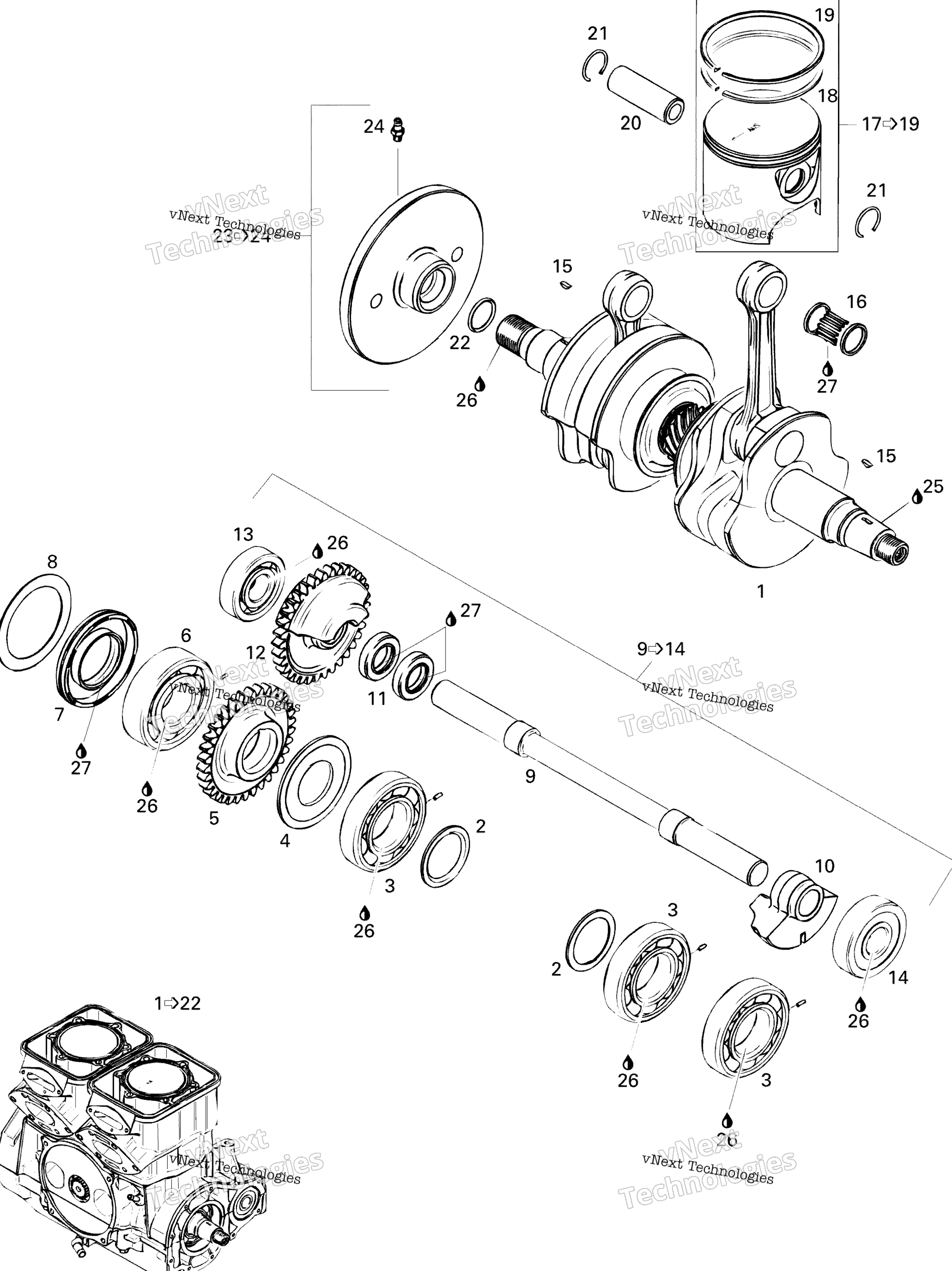 Коленчатый вал And Pistons