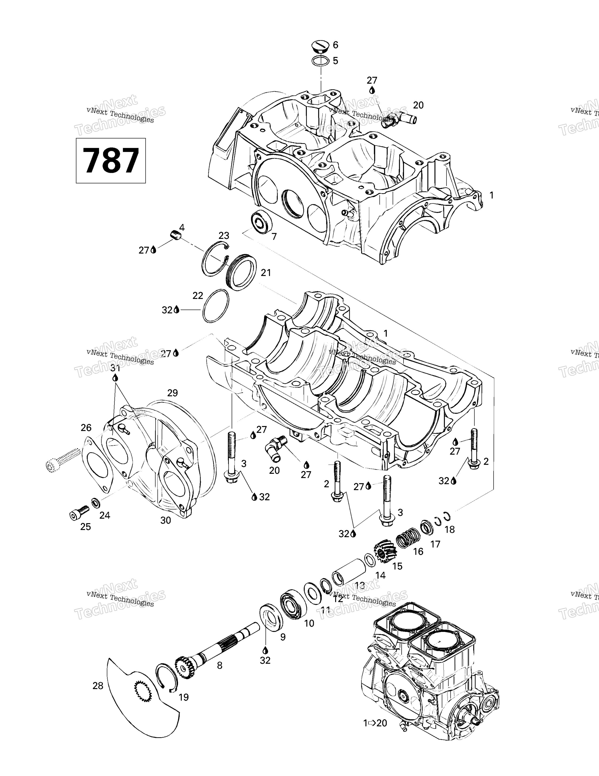 Crankcase, Rotary клапан (787)