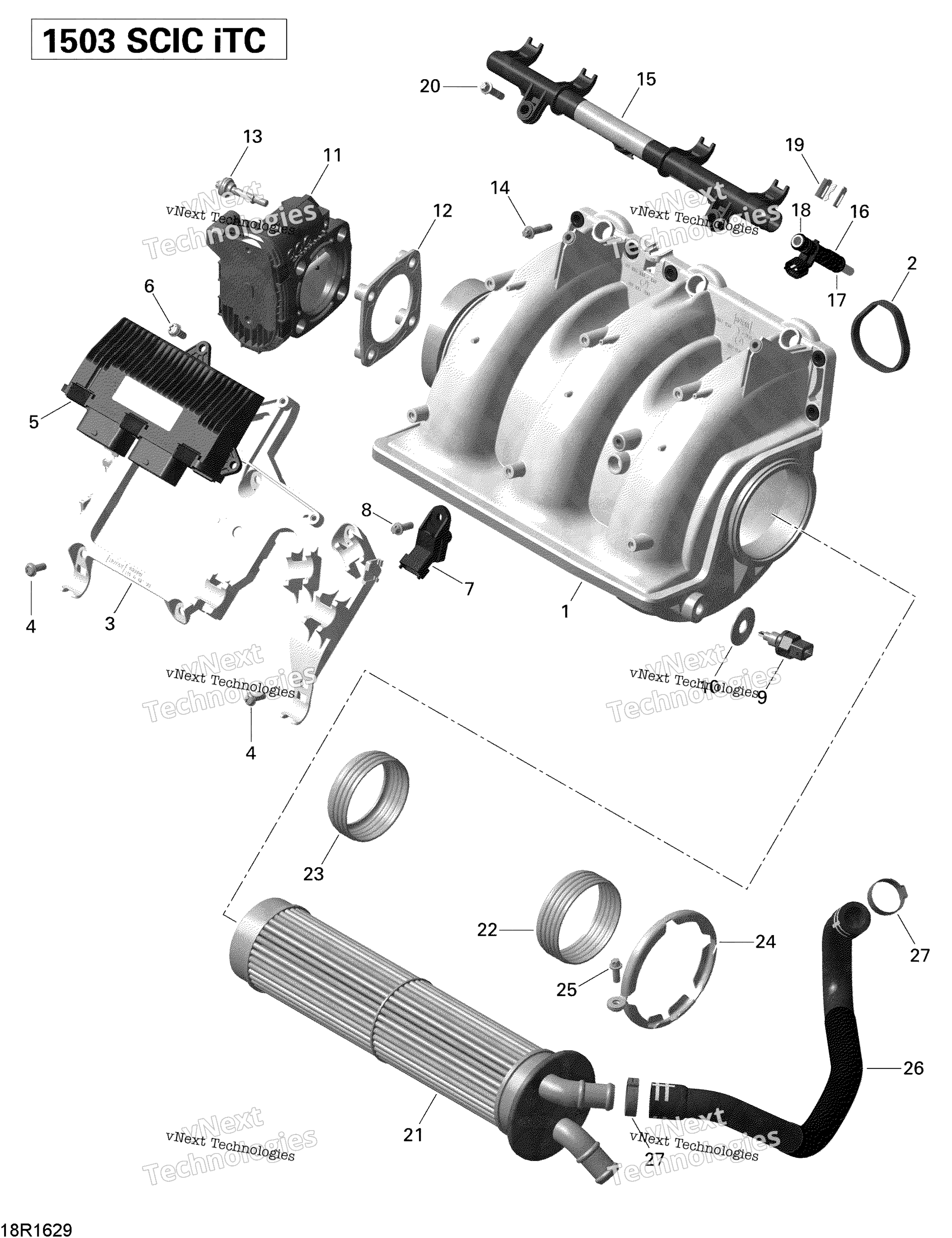 Воздушный впуск коллектор и Throttle кузов 215