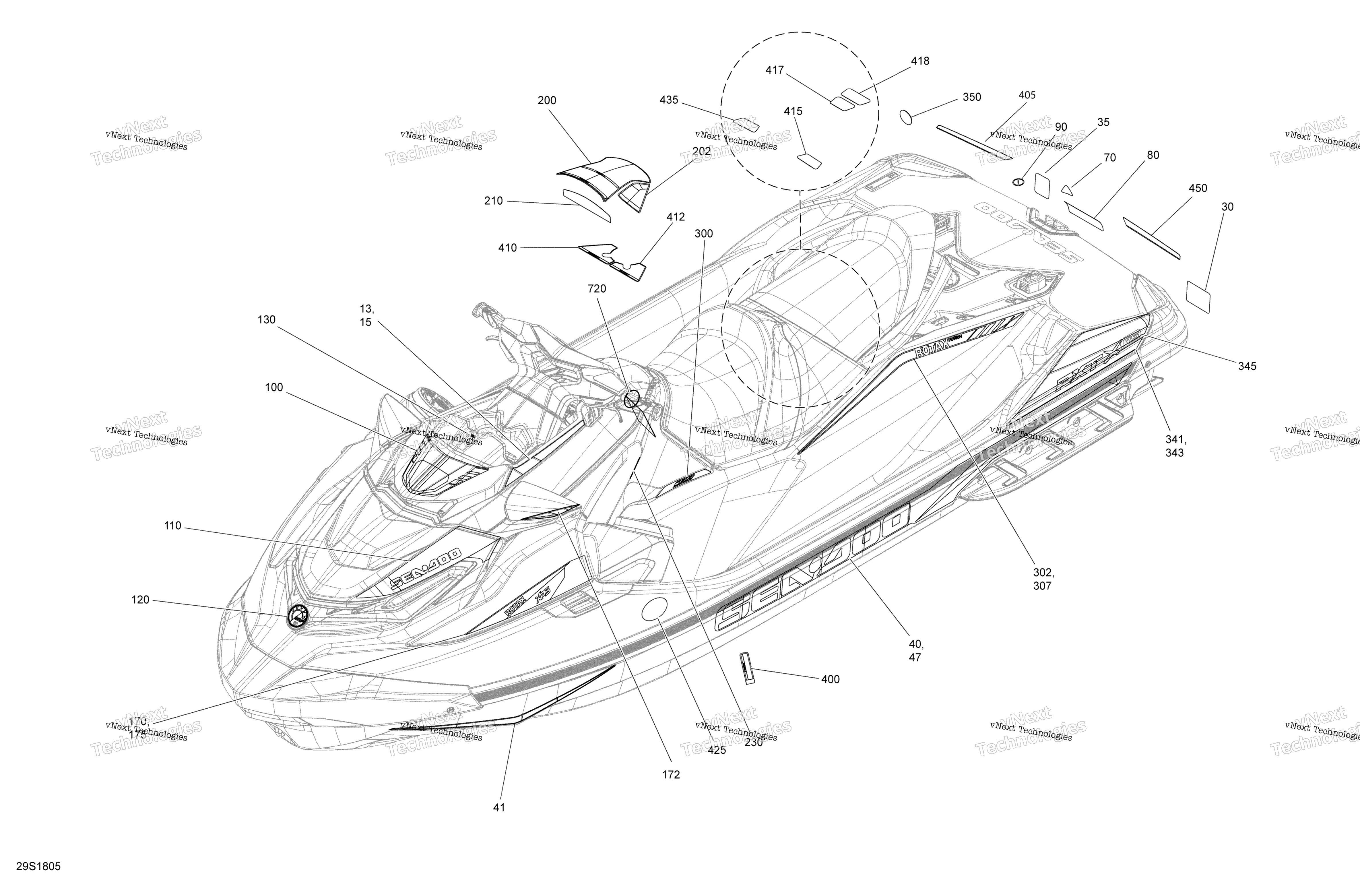 Наклейки - Rxt Engine 1500 Ho Ace Package Std