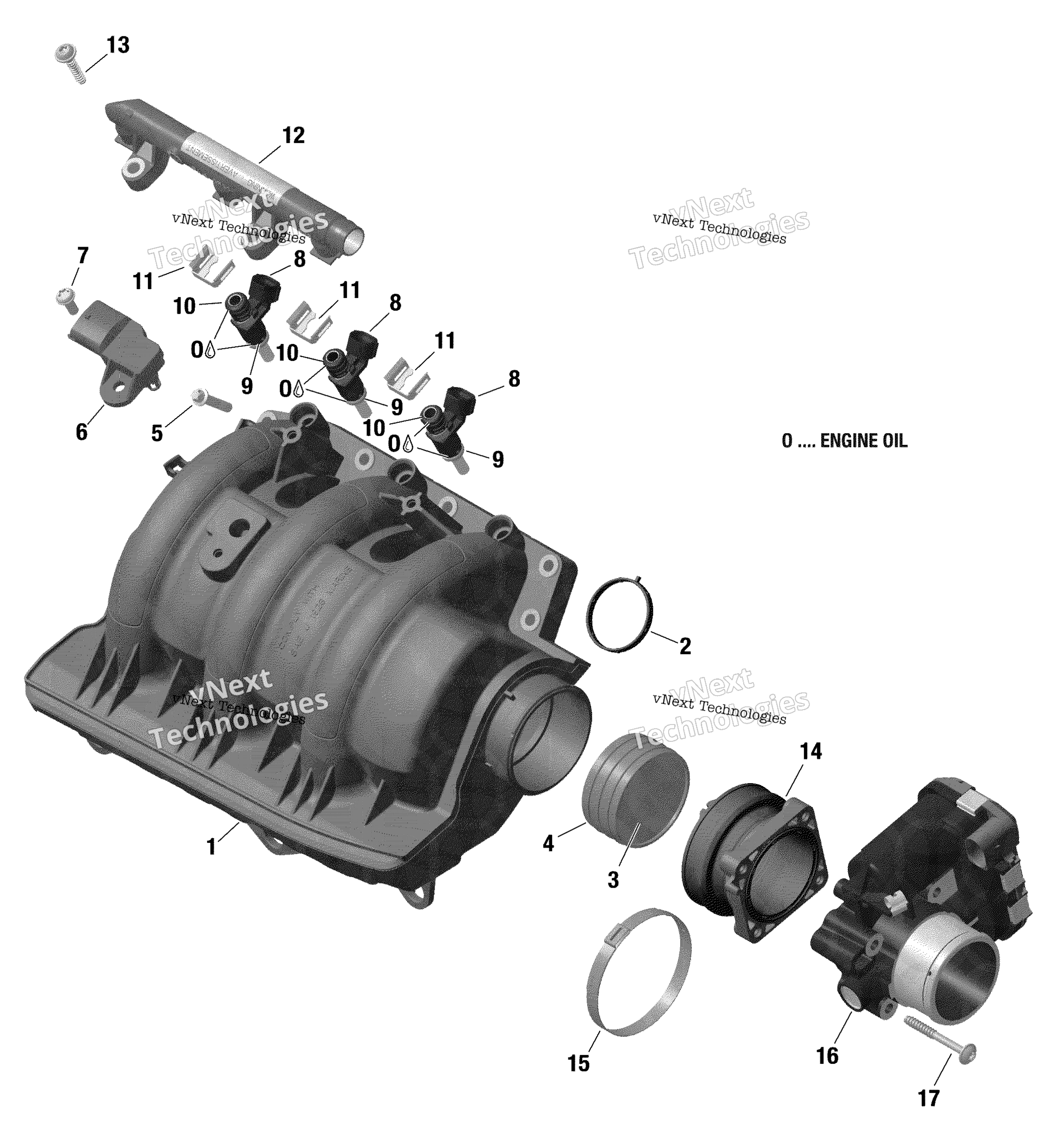 Rotax Воздушный впуск коллектор и Throttle кузов 903 / Built Up To Nov 5 2020