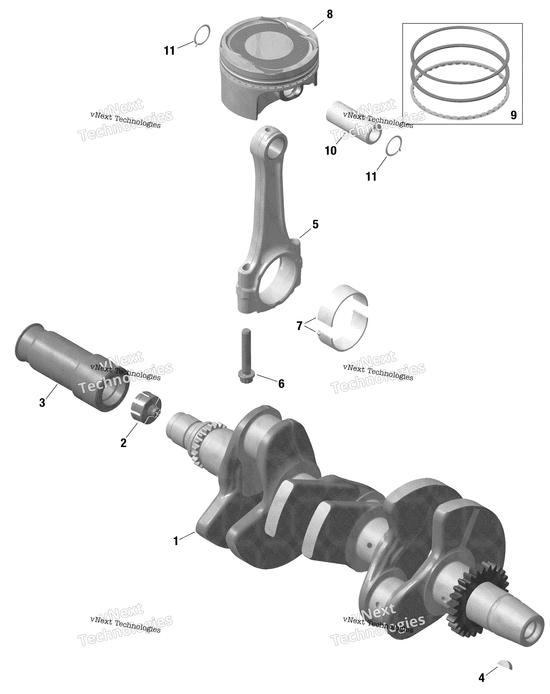 Rotax коленвал и Pistons