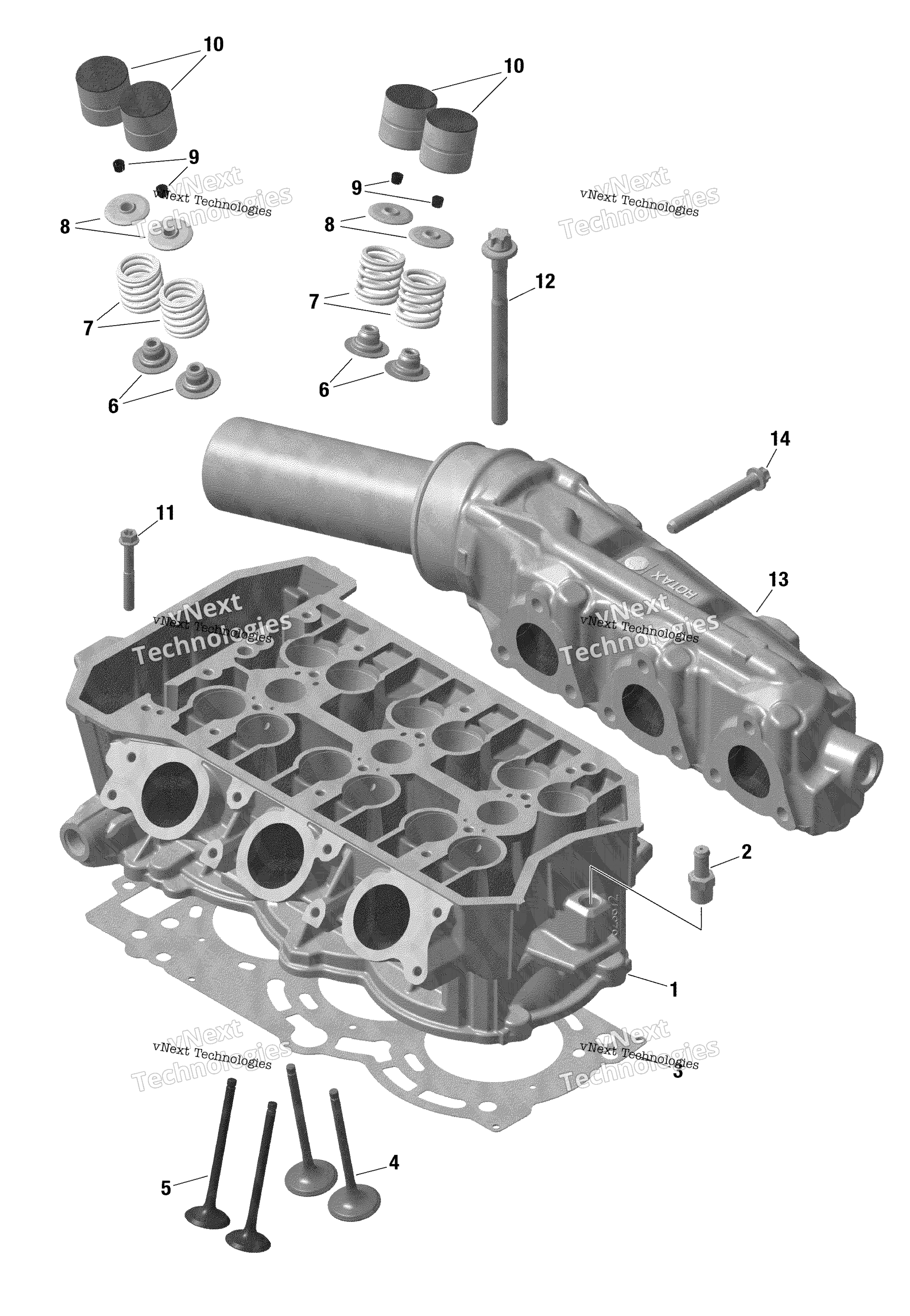 Rotax цилиндр головка и выхлоп коллектор