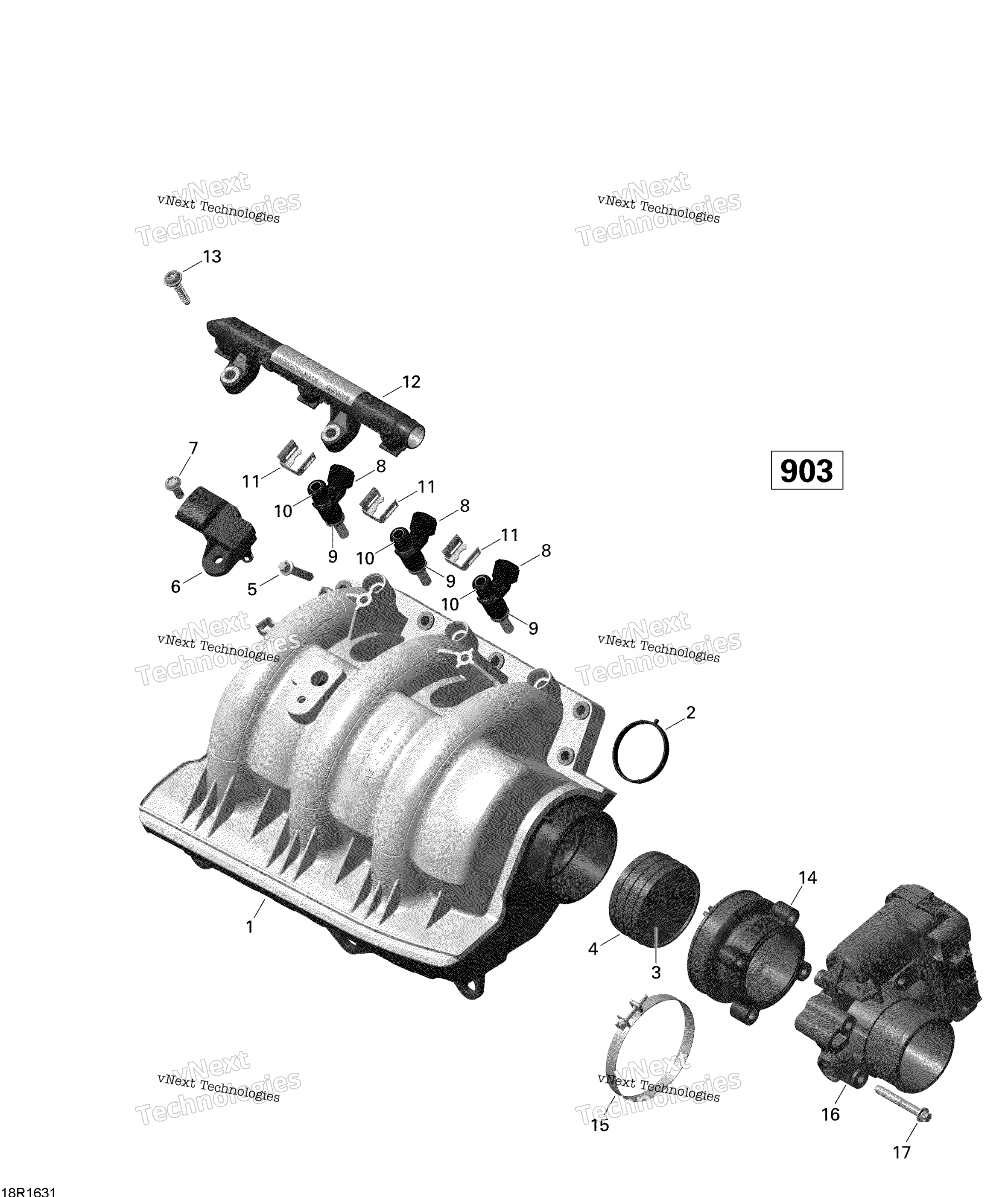 Воздушный впуск коллектор и Throttle кузов 900 900 Ho Ace