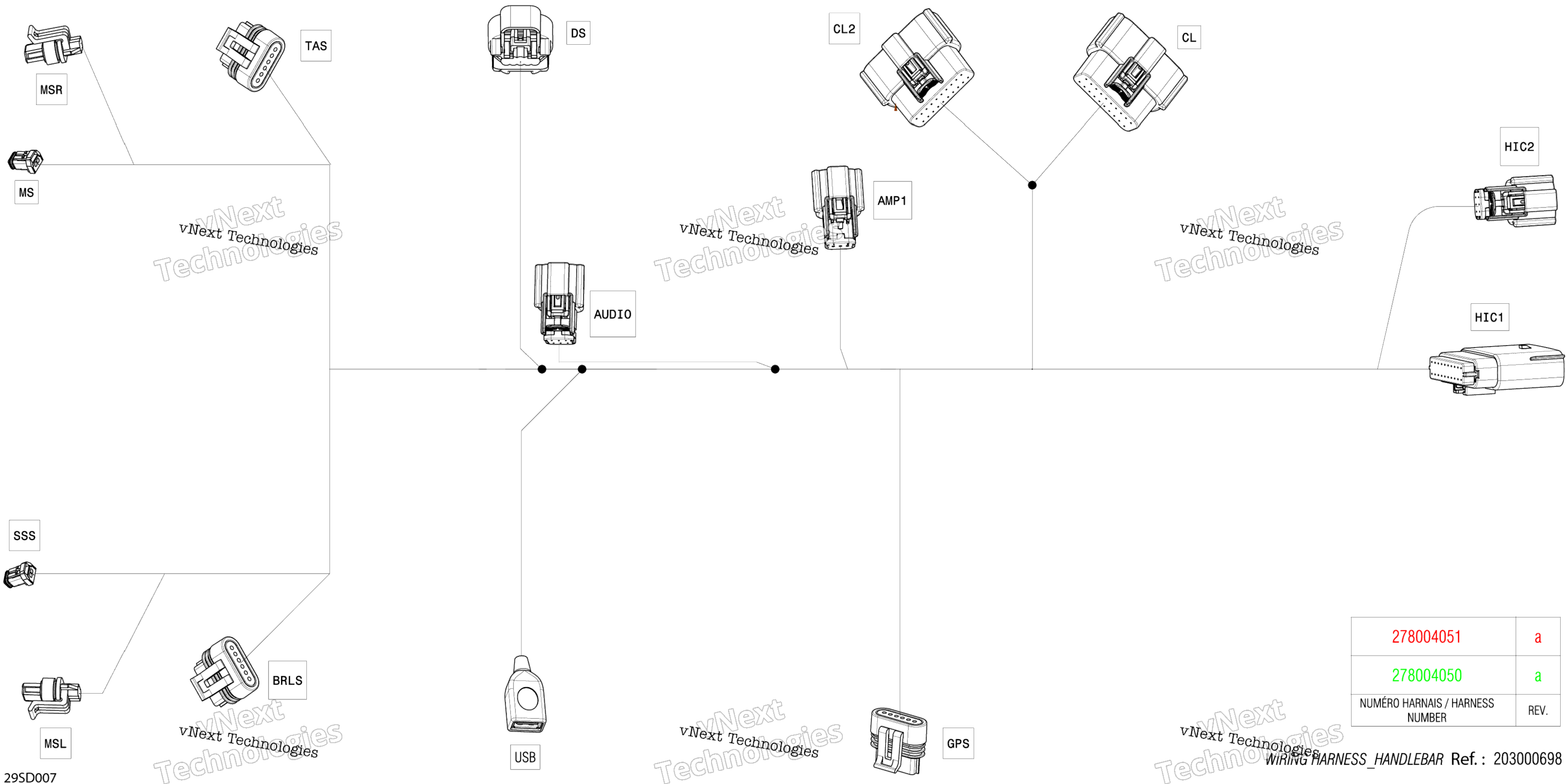 Электрооборудование - Steering Wiring Harness - 278004050